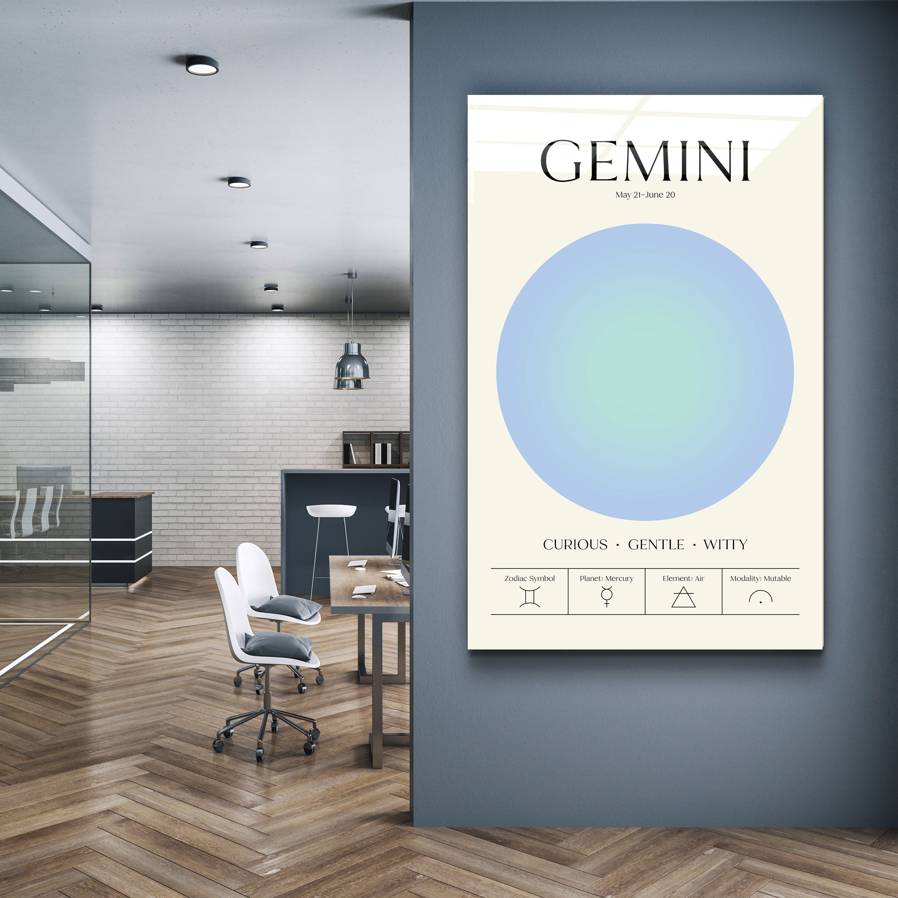 „Gemini – Aura-Kollektion“. Sternzeichen <tc>Glasbild</tc>