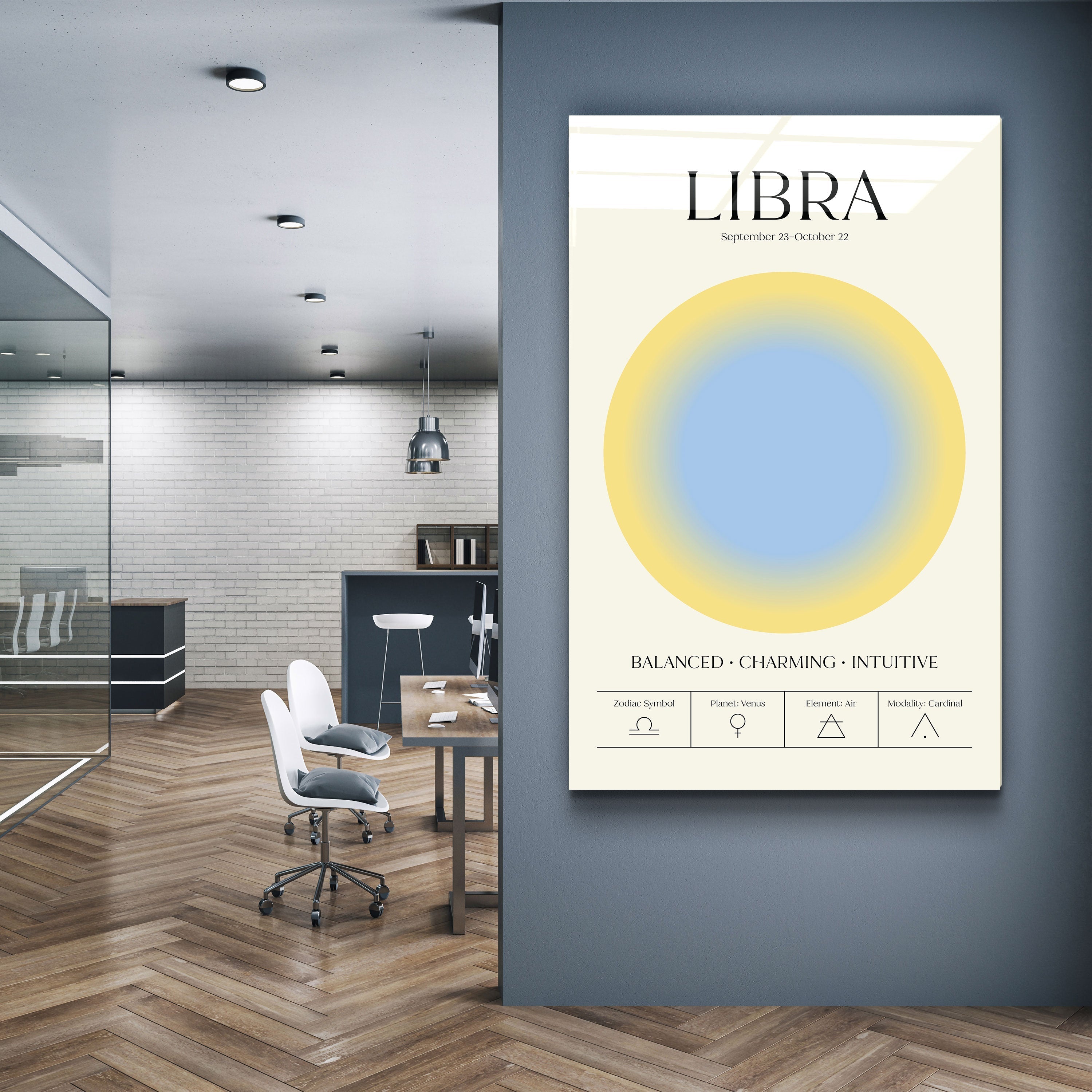 ."Libra - Aura Collection". Zodiac Glass Wall Art