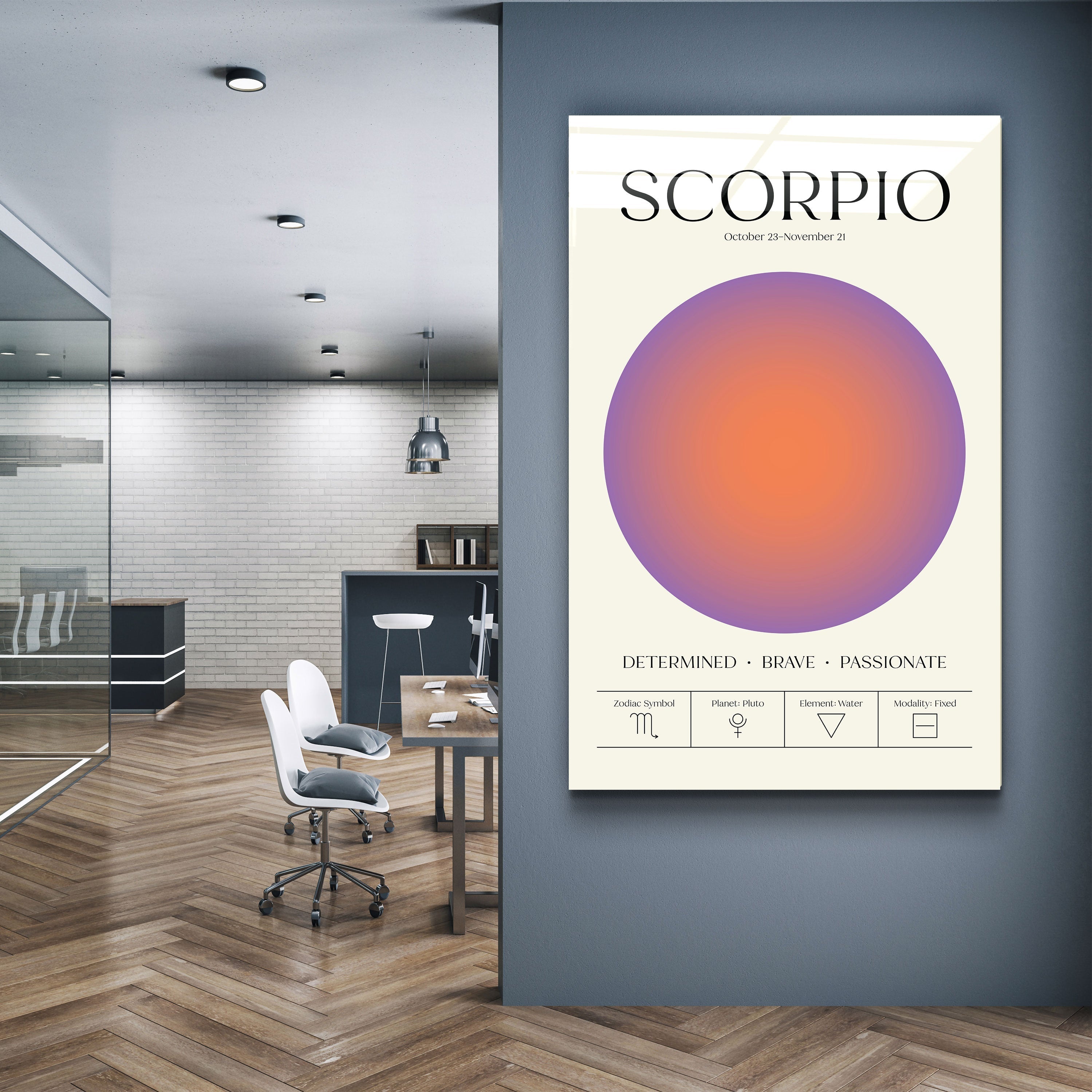 .."Scorpion - Collection Aura". Art mural en verre du zodiaque