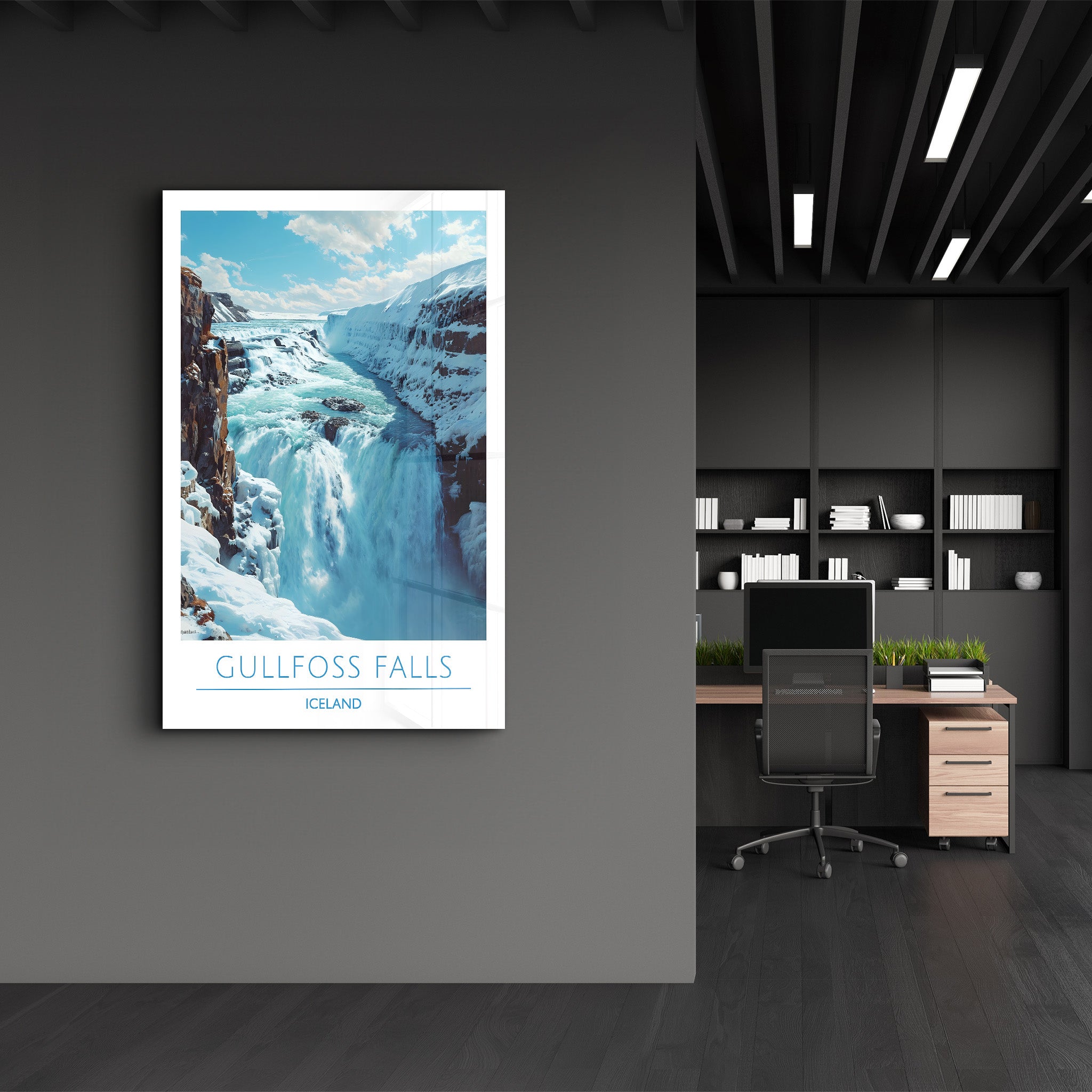 Gullfoss Iceland-Travel Posters | Glass Wall Art