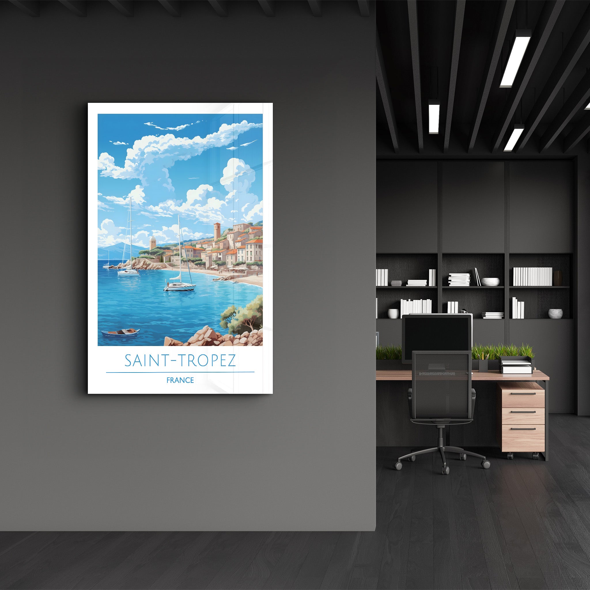 Saint-Tropez Frankreich-Reiseposter | <tc>Glasbild</tc>