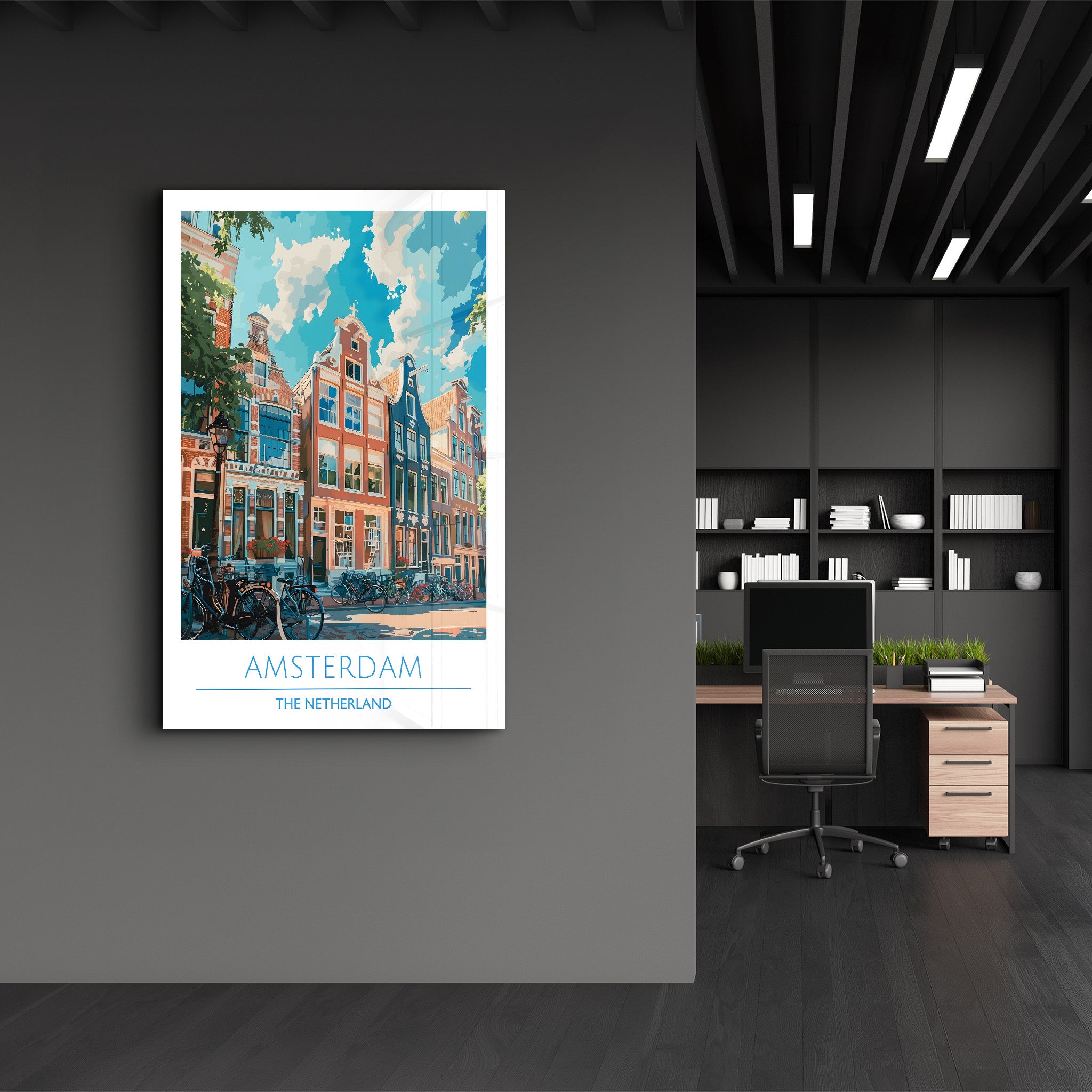 Amsterdam Die Niederlande-Reiseposter | <tc>Glasbild</tc>