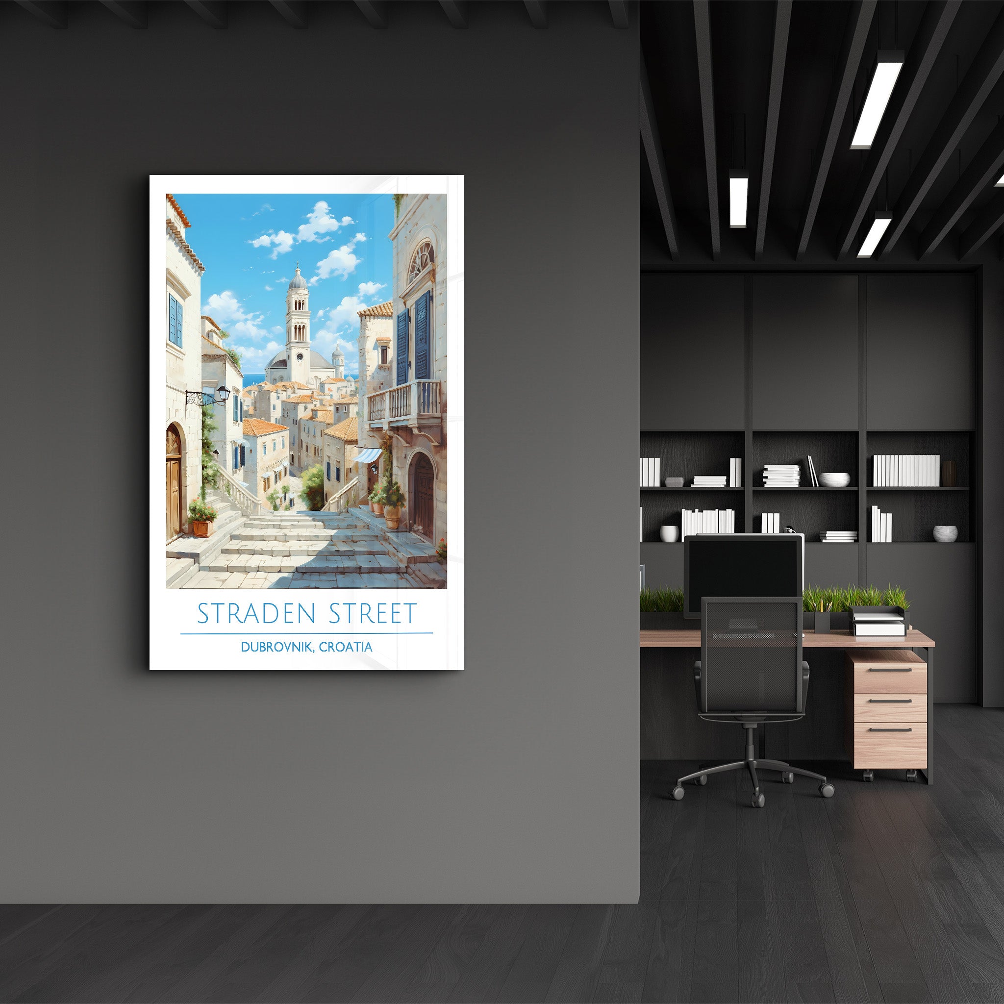 Straden Street-Dubrovnik Kroatien-Reiseposter | <tc>Glasbild</tc>