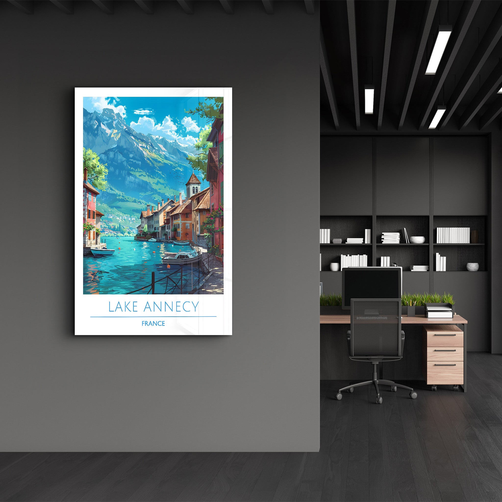 Lake Annecy Frankreich-Reiseposter | <tc>Glasbild</tc>