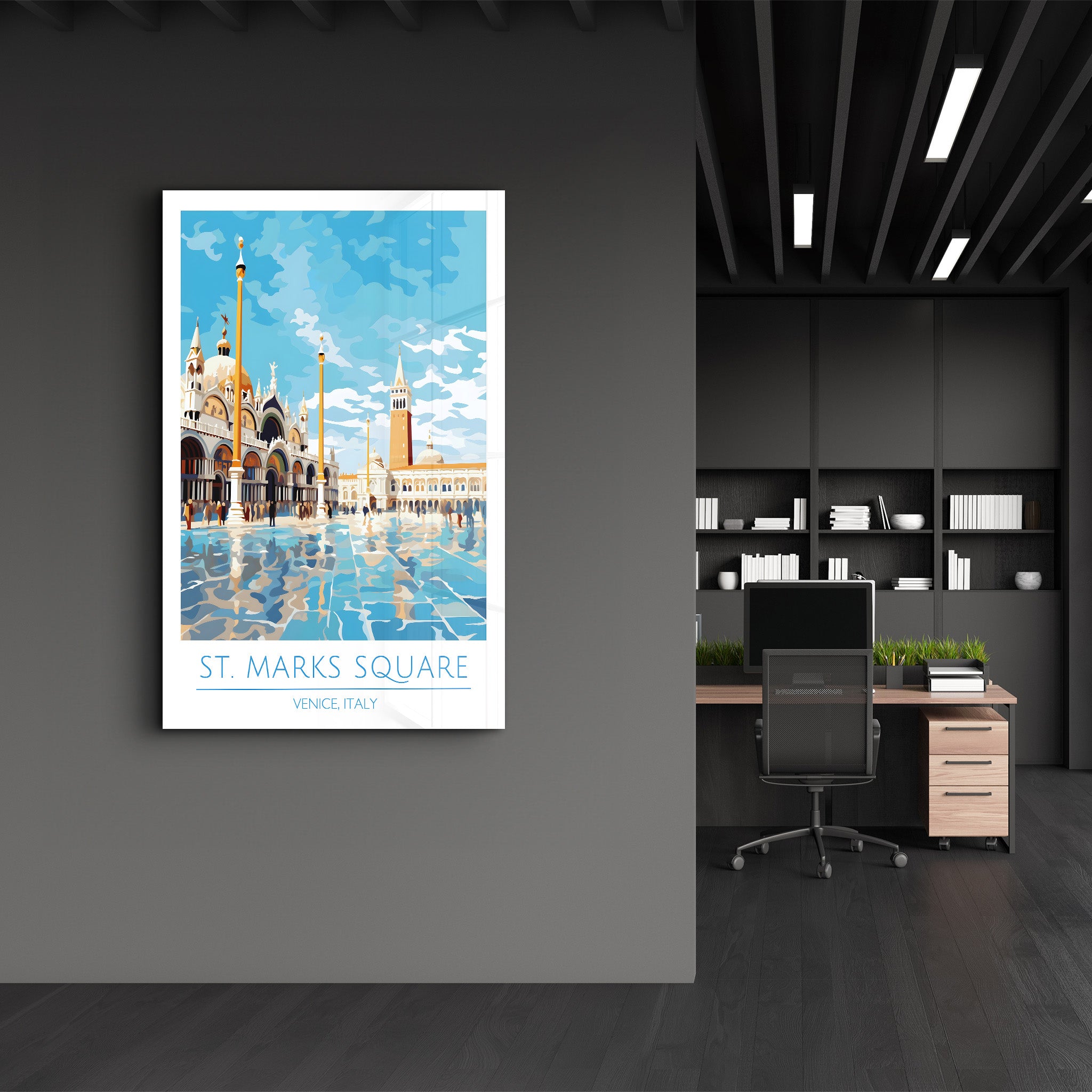 Place Saint-Marc-Venise Italie-Affiches de voyage | Art mural en verre