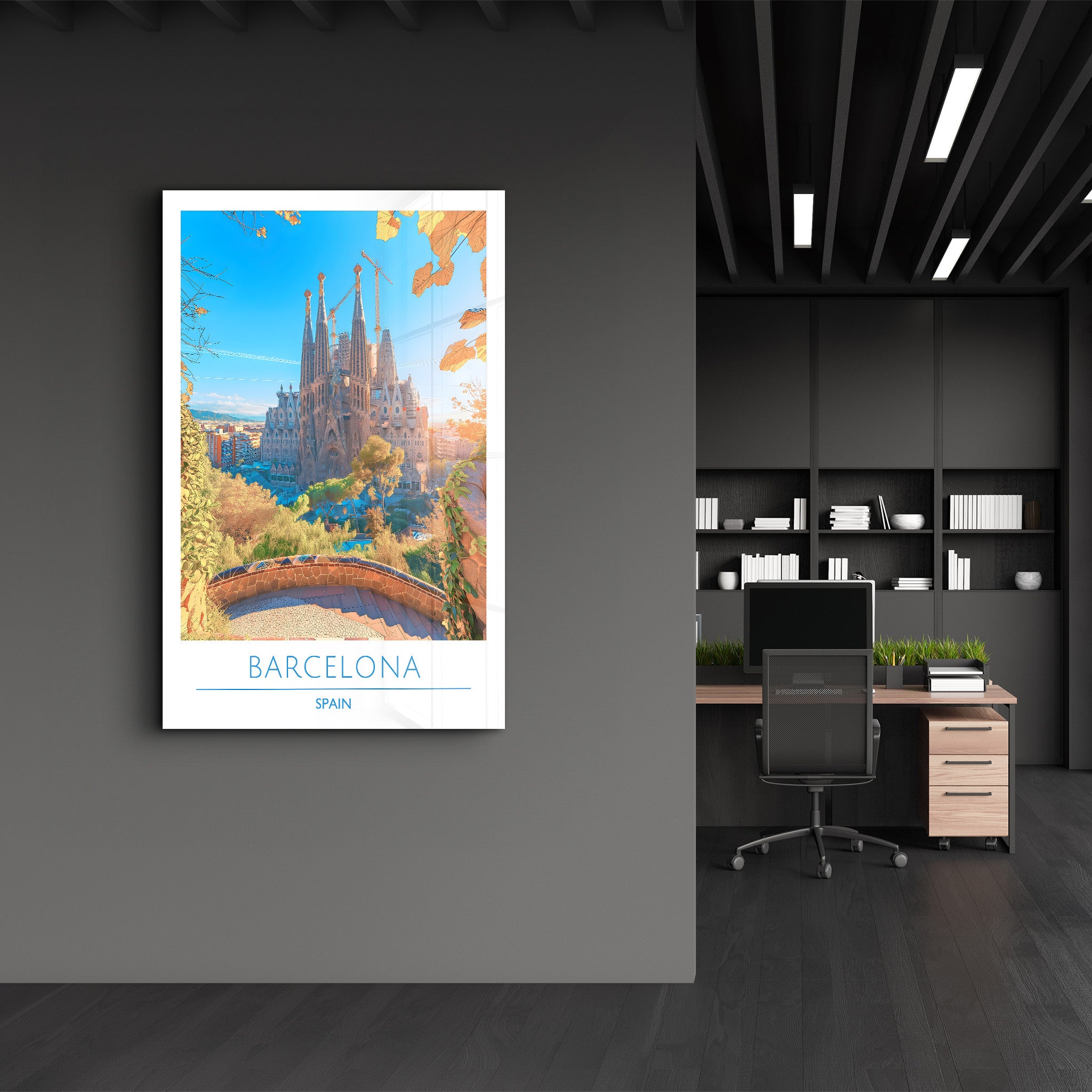 Barcelona Spanien-Reiseposter | <tc>Glasbild</tc>