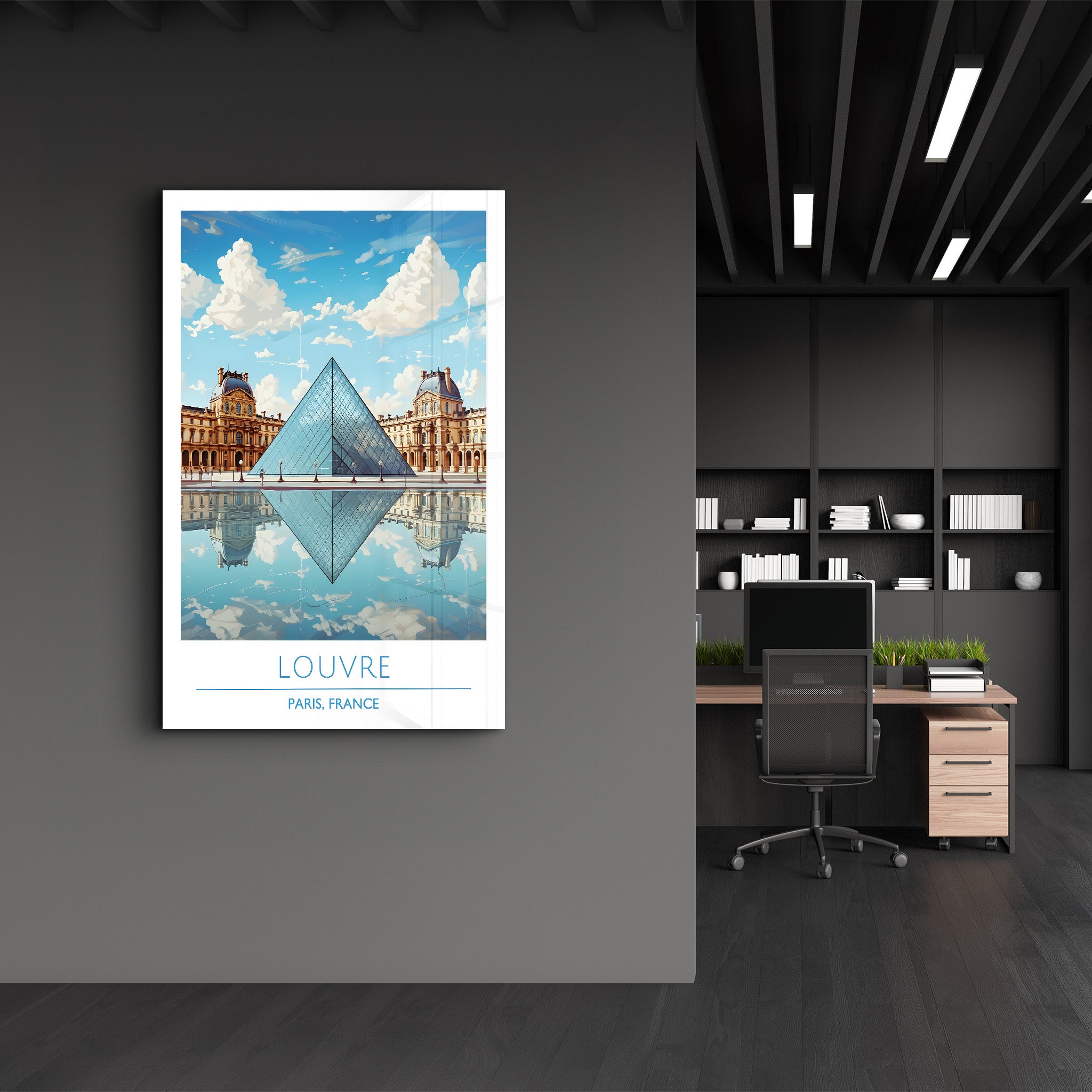 Louvre-Paris Frankreich-Reiseposter | <tc>Glasbild</tc>