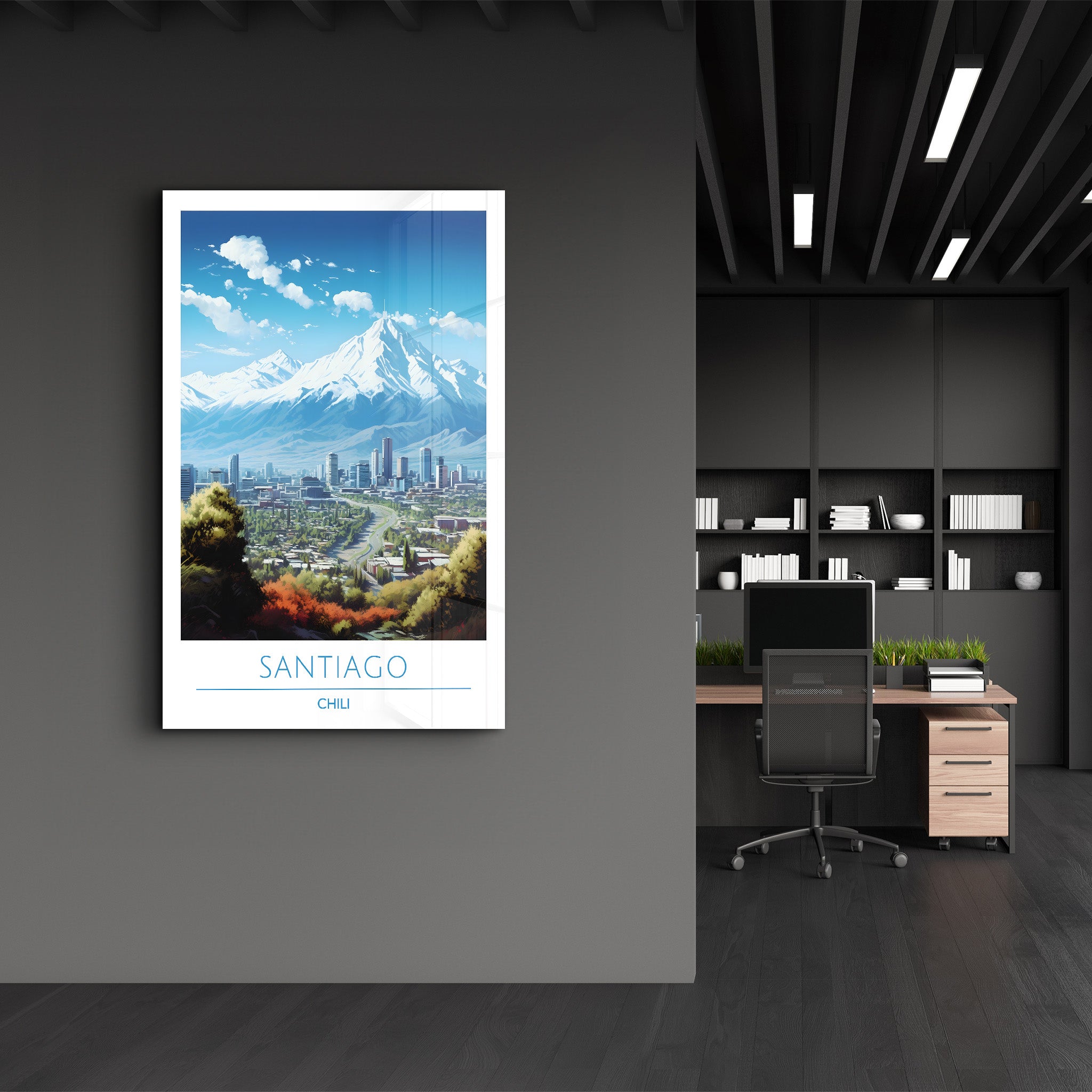 Santiago Chili-Reiseposter | <tc>Glasbild</tc>