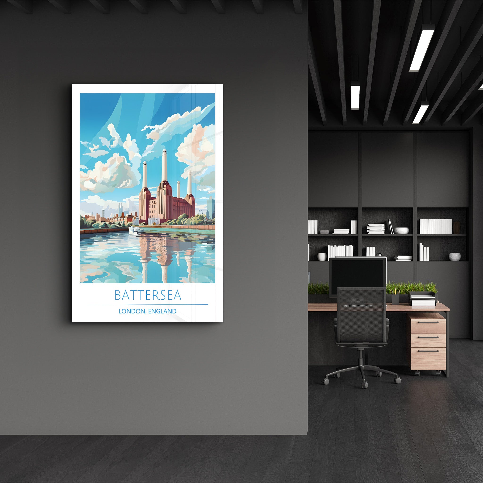 Battersea-London England-Travel Posters | Glass Wall Art