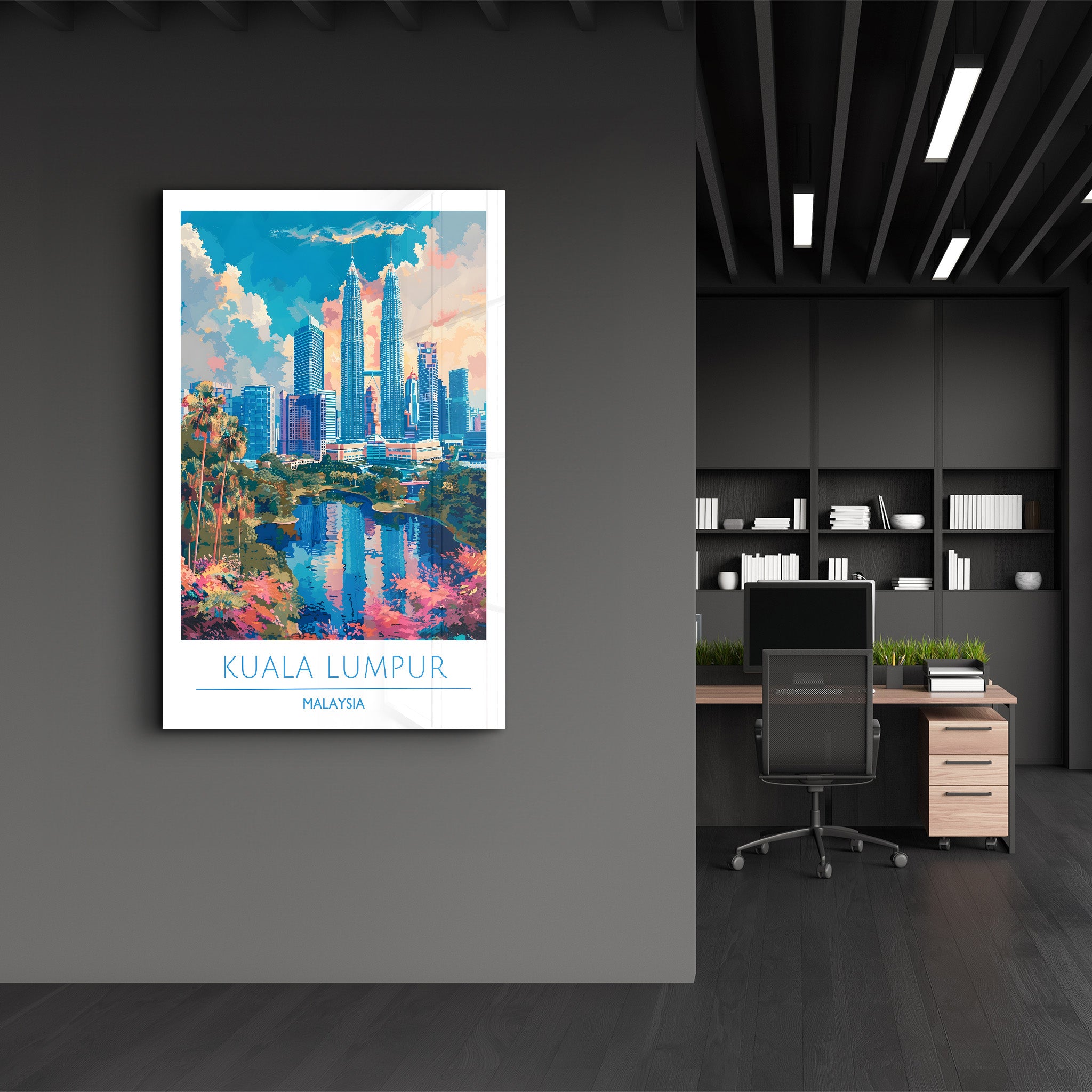 Kuala Lumpur Malaysia-Reiseposter | <tc>Glasbild</tc>