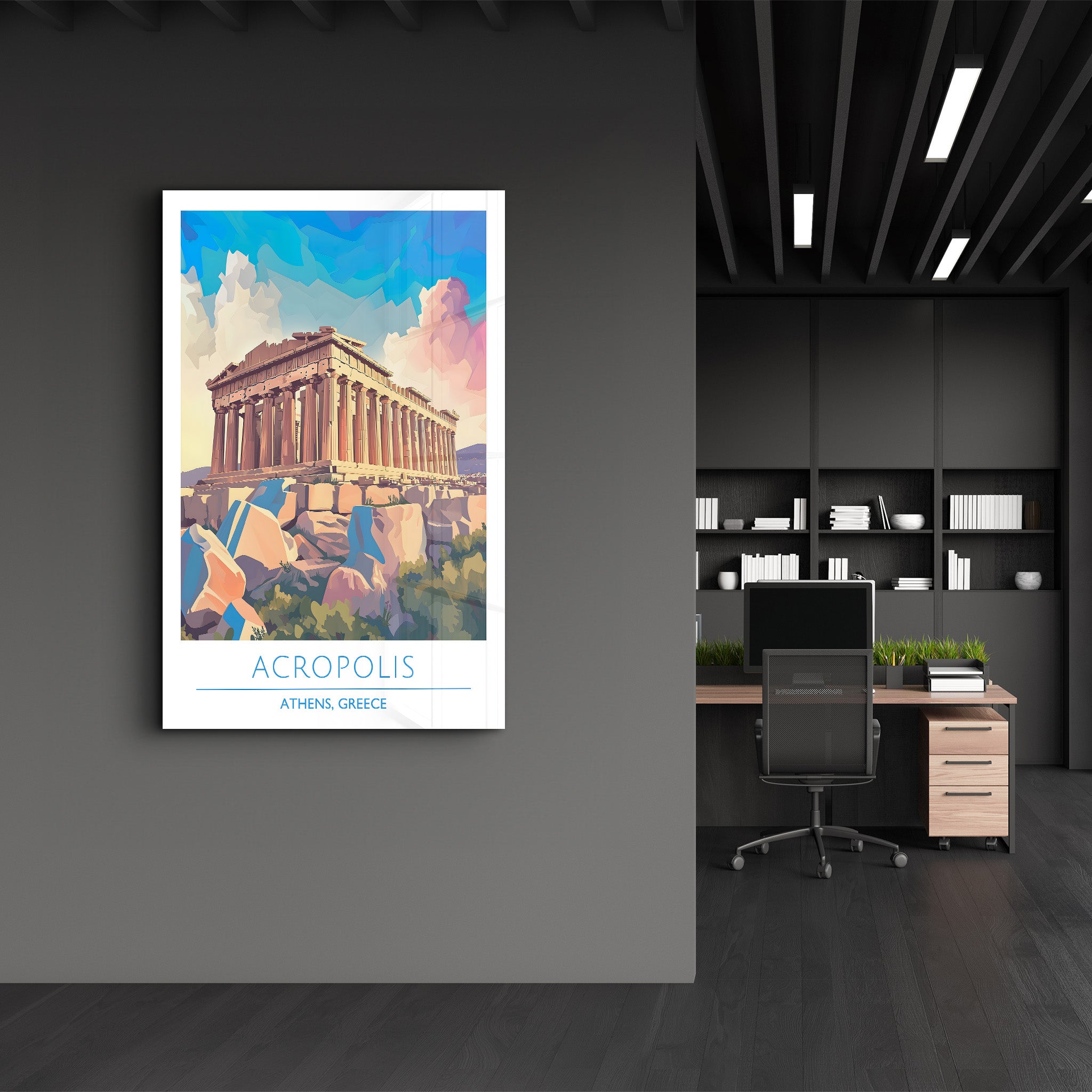 Acropole-Athènes Grèce-Affiches de voyage | Art mural en verre