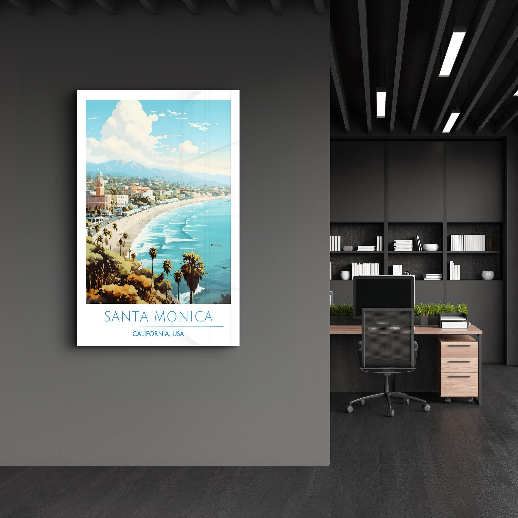 Santa Monica-California USA-Travel Posters | Glass Wall Art