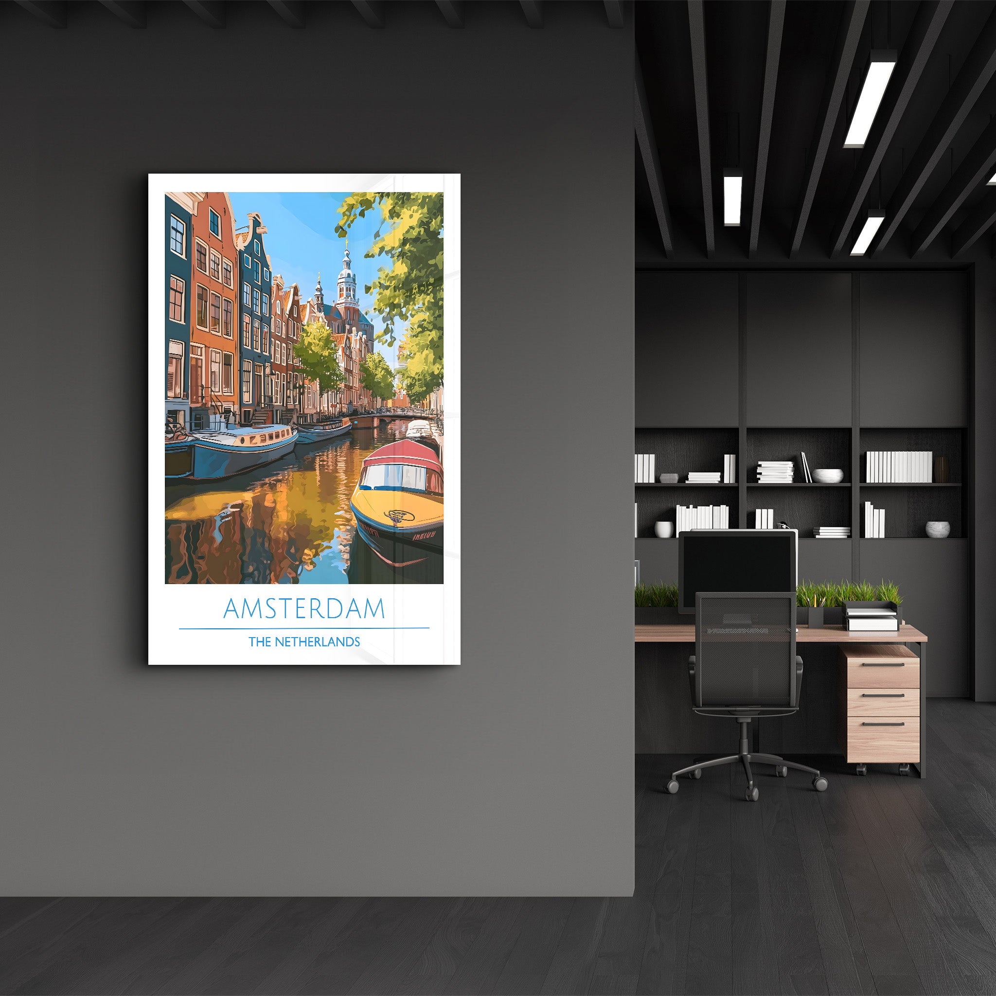 Amsterdam Die Niederlande-Reiseposter | <tc>Glasbild</tc>