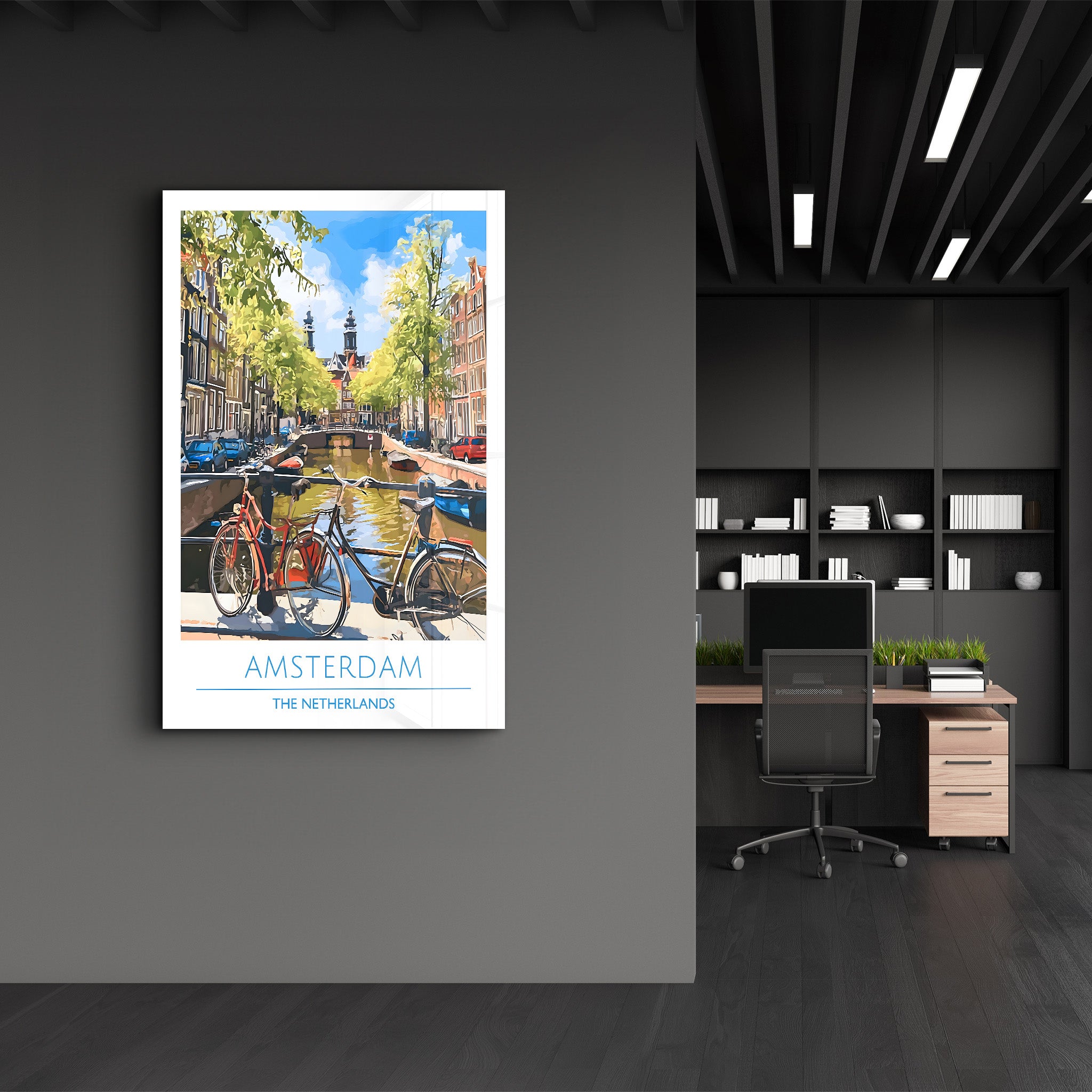 Amsterdam Die Niederlande-Reiseposter | <tc>Glasbild</tc>