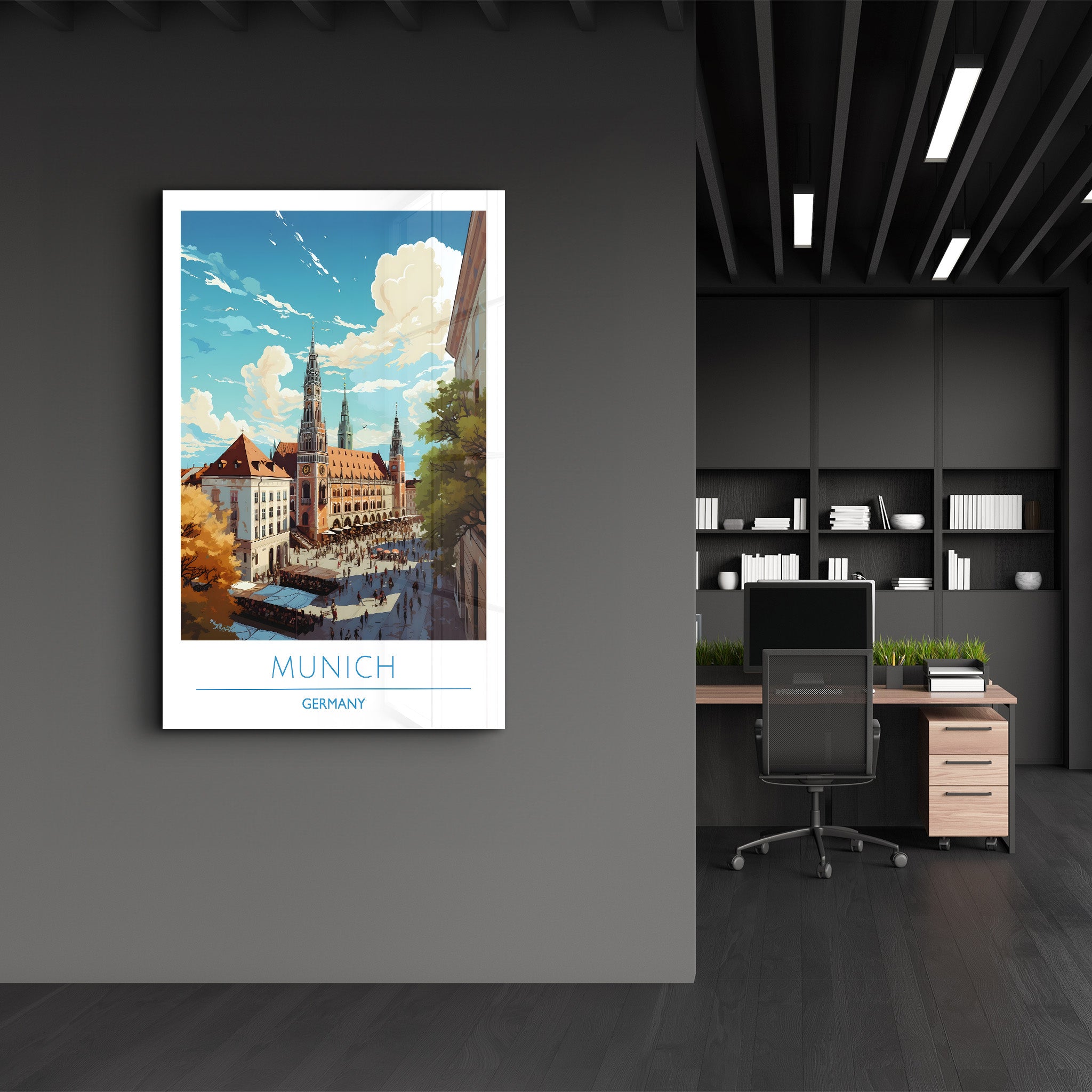 München Deutschland-Reiseposter | <tc>Glasbild</tc>