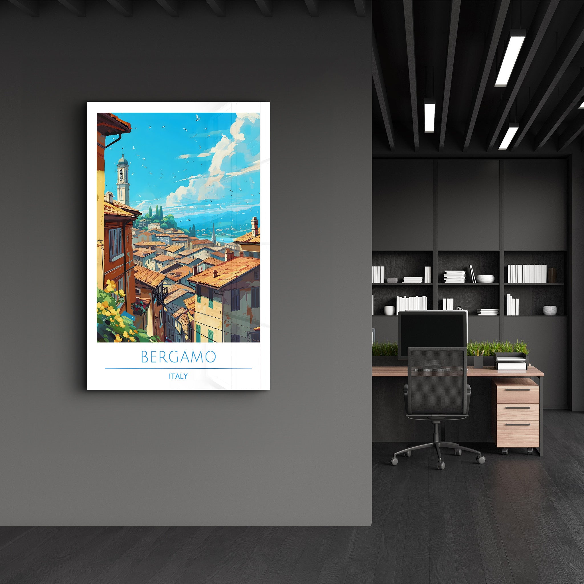 Bergamo Italy-Travel Posters | Glass Wall Art