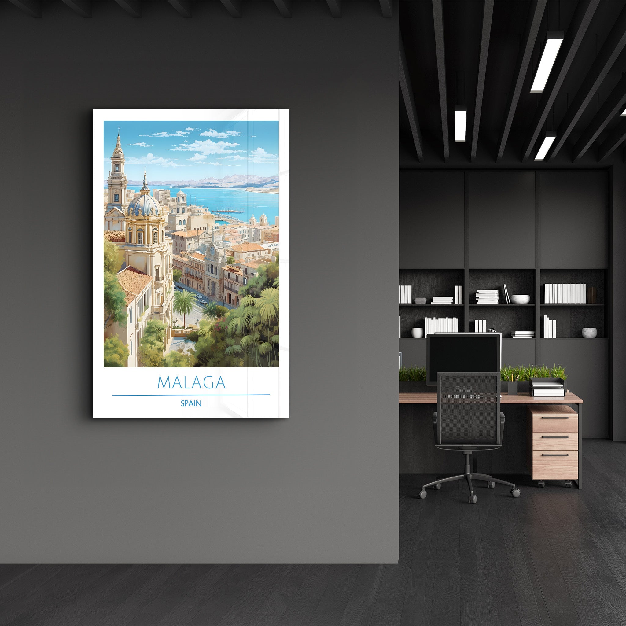 Malaga Spanien-Reiseposter | <tc>Glasbild</tc>