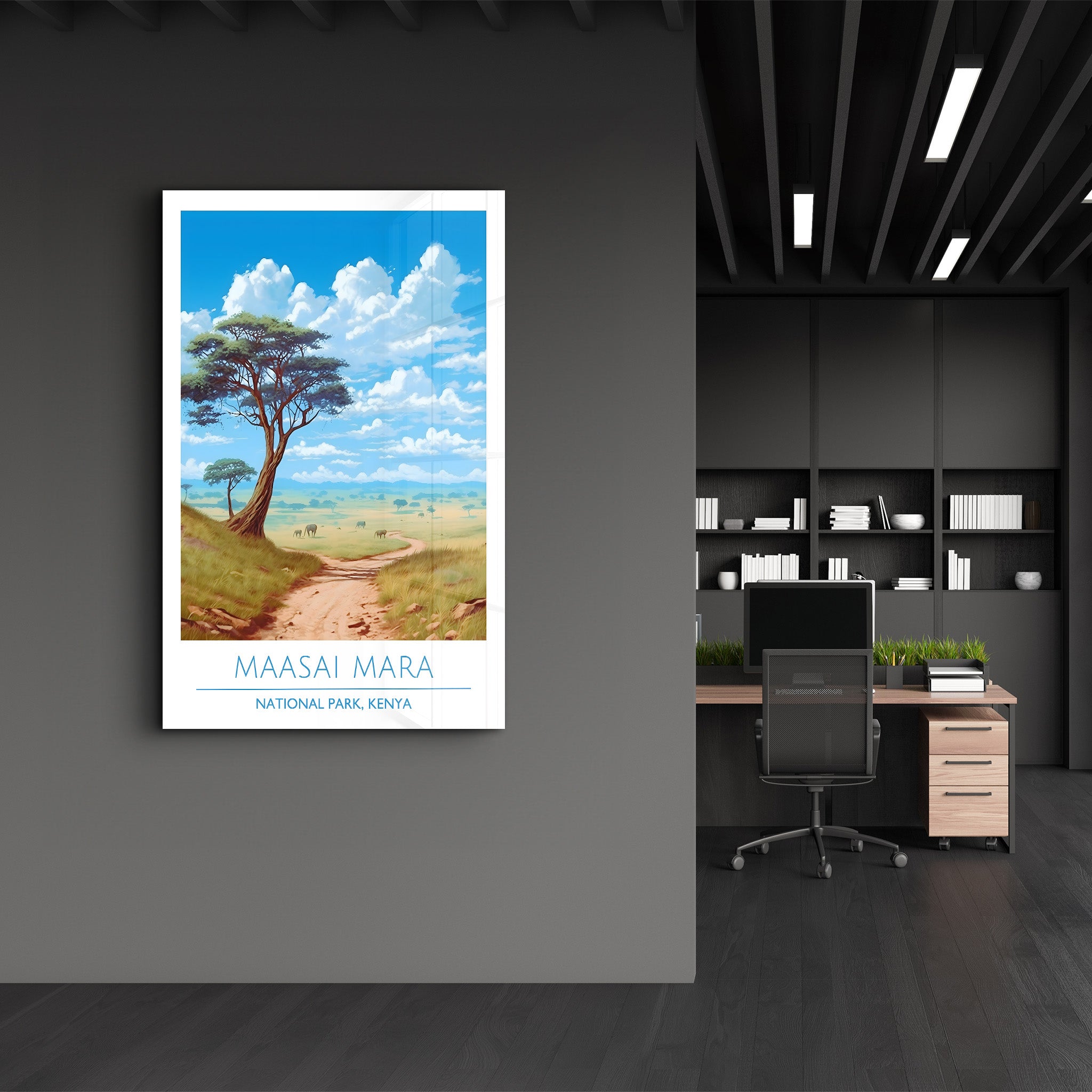 Maasai Mara- National Park Kenya-Travel Posters | Glass Wall Art