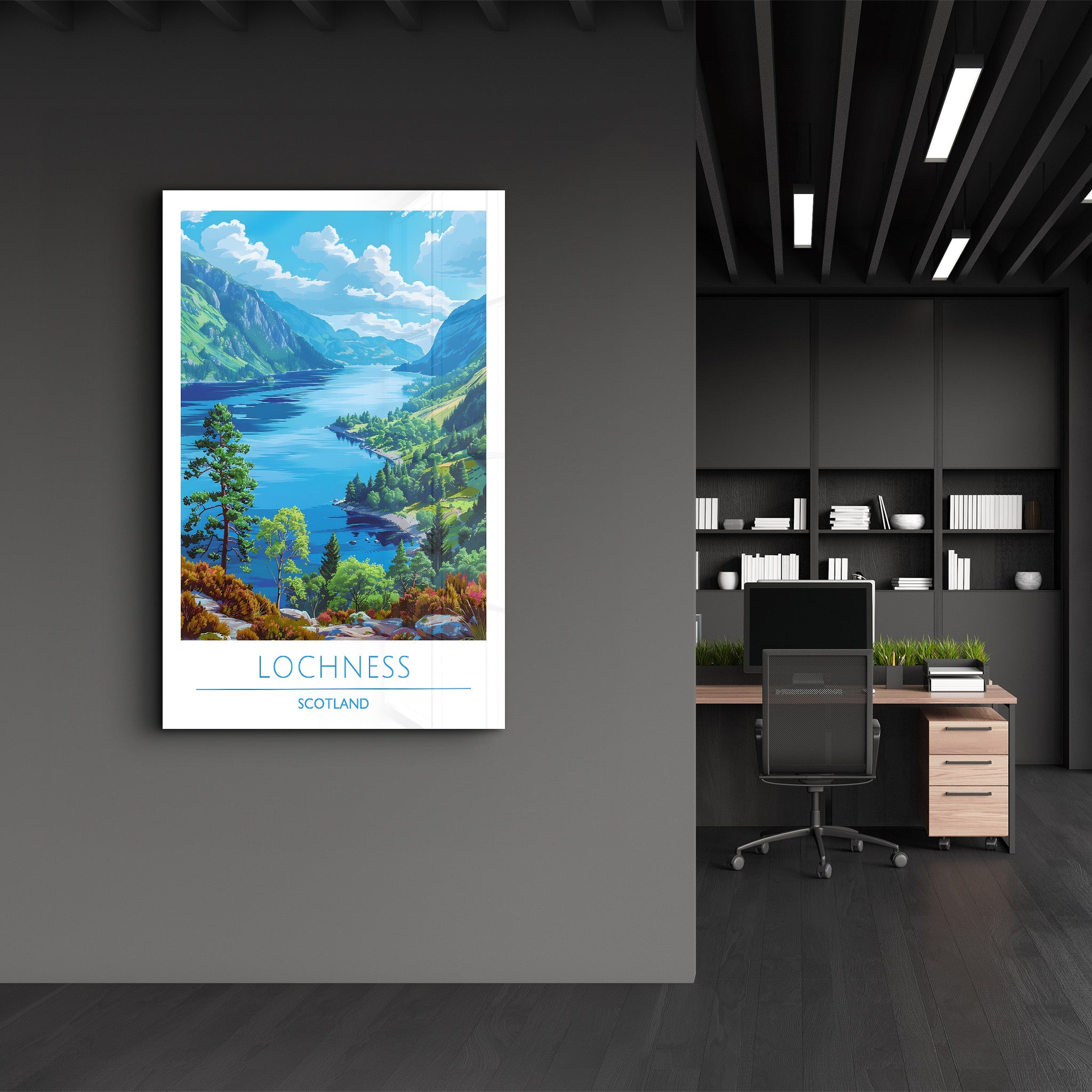 Lochness Schottland-Reiseposter | <tc>Glasbild</tc>