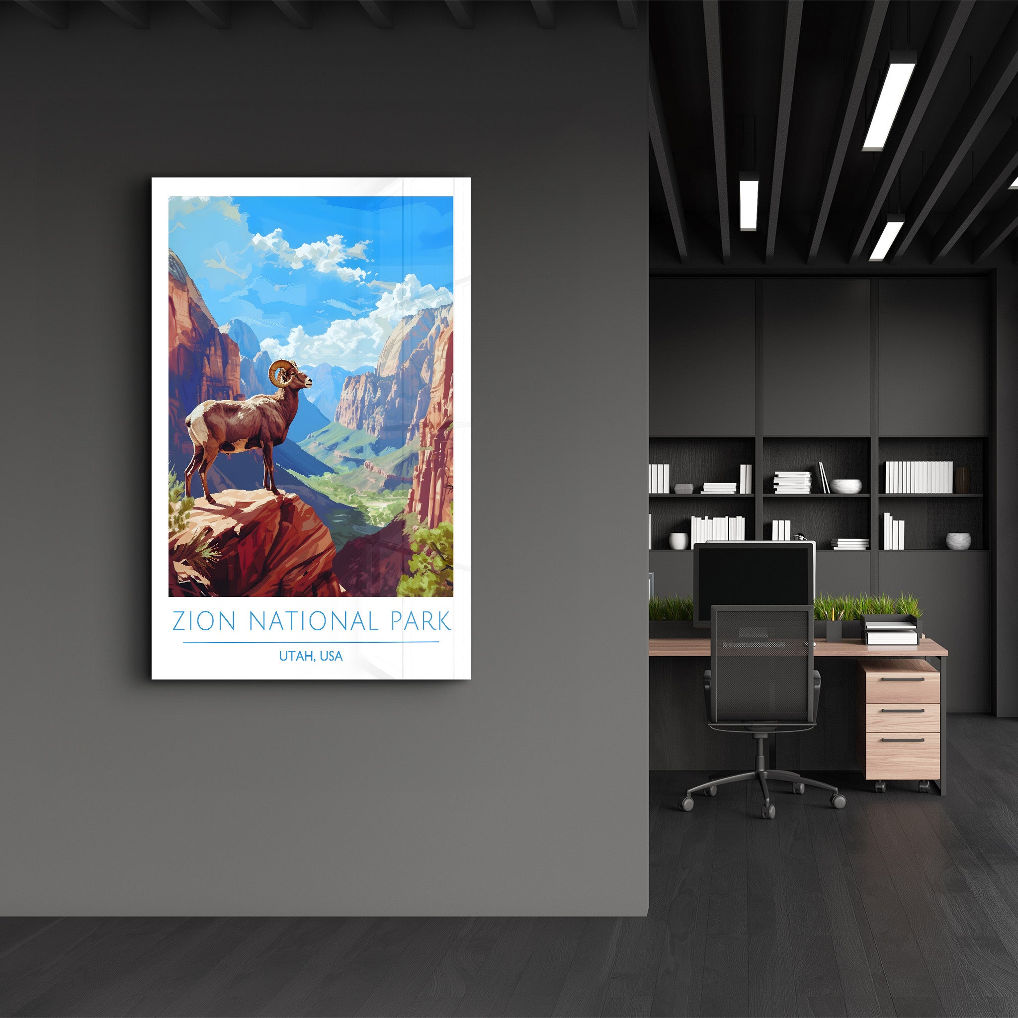 Zion Nationalpark-Utah USA-Reiseposter | <tc>Glasbild</tc>