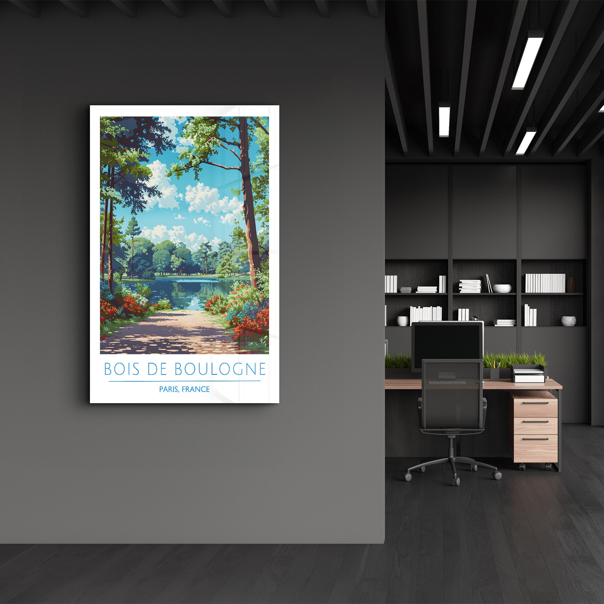 Bois De Boulogne-Paris France-Affiches de voyage | Art mural en verre