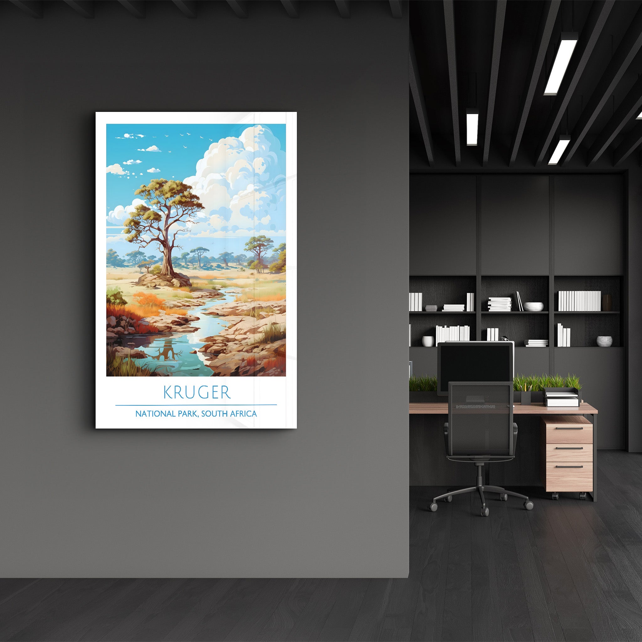 Krüger-Nationalpark Südafrika-Reiseposter | <tc>Glasbild</tc>