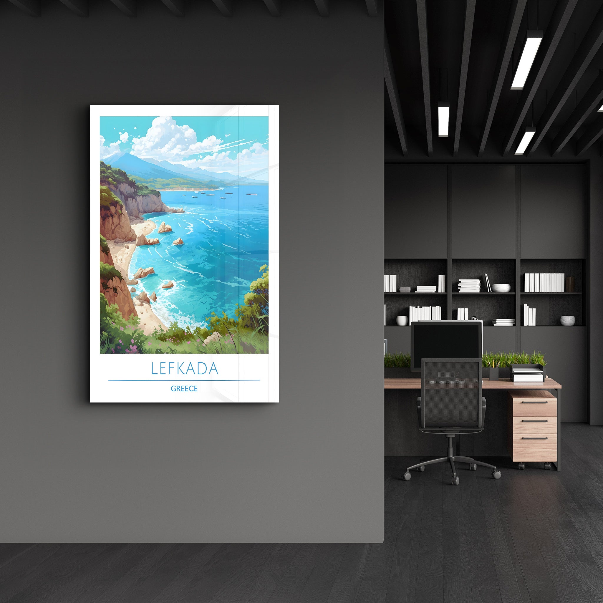 Lefkada Griechenland-Reiseposter | <tc>Glasbild</tc>