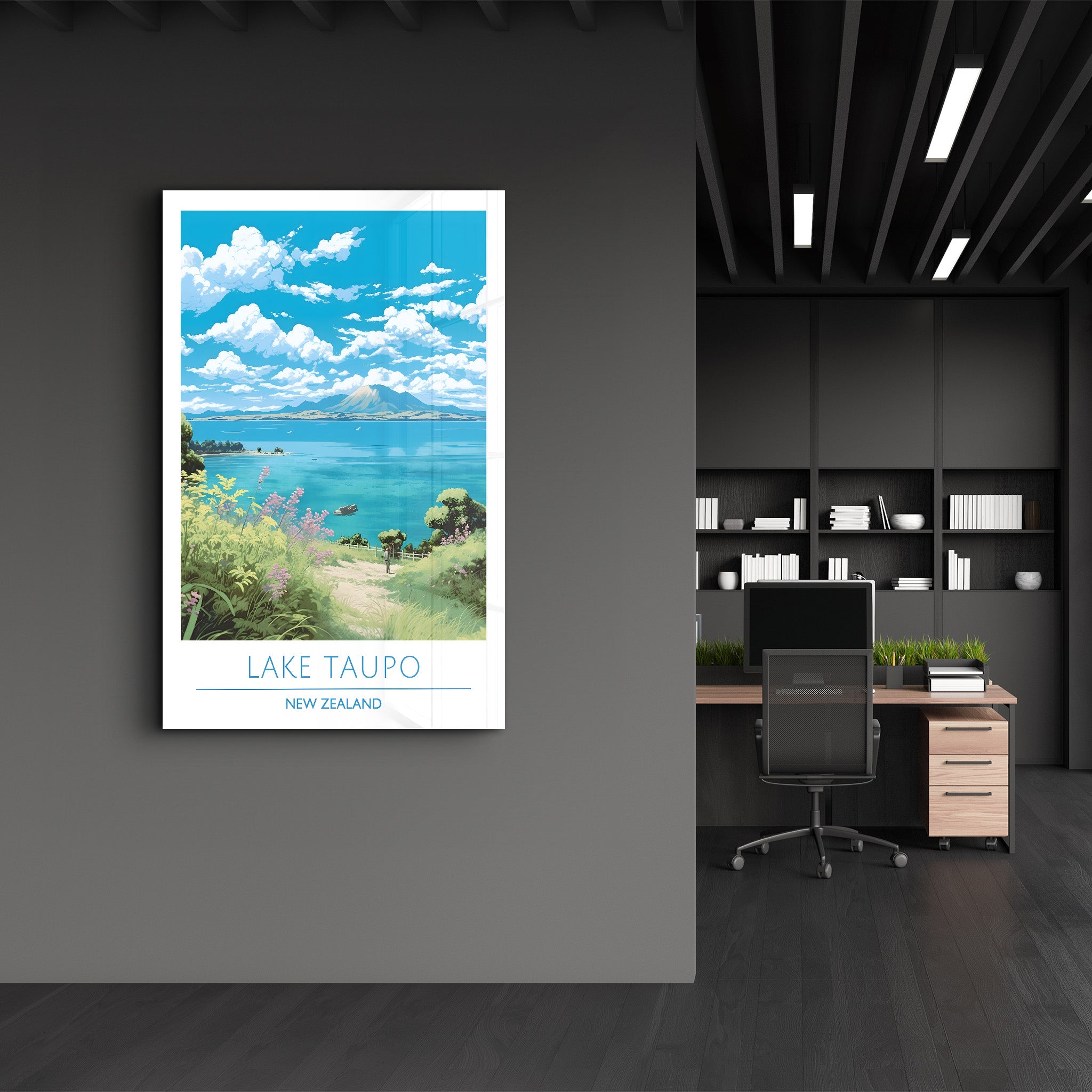 Lake Taupo Neuseeland-Reiseposter | <tc>Glasbild</tc>