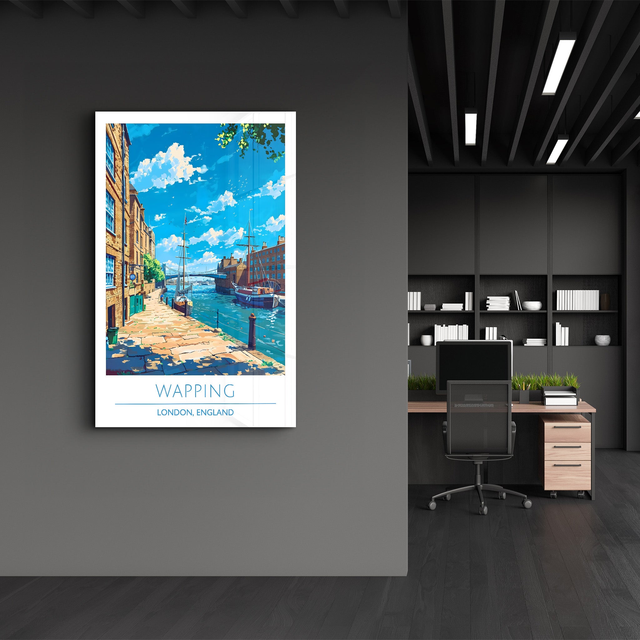 Wapping-London England-Reiseposter | <tc>Glasbild</tc>