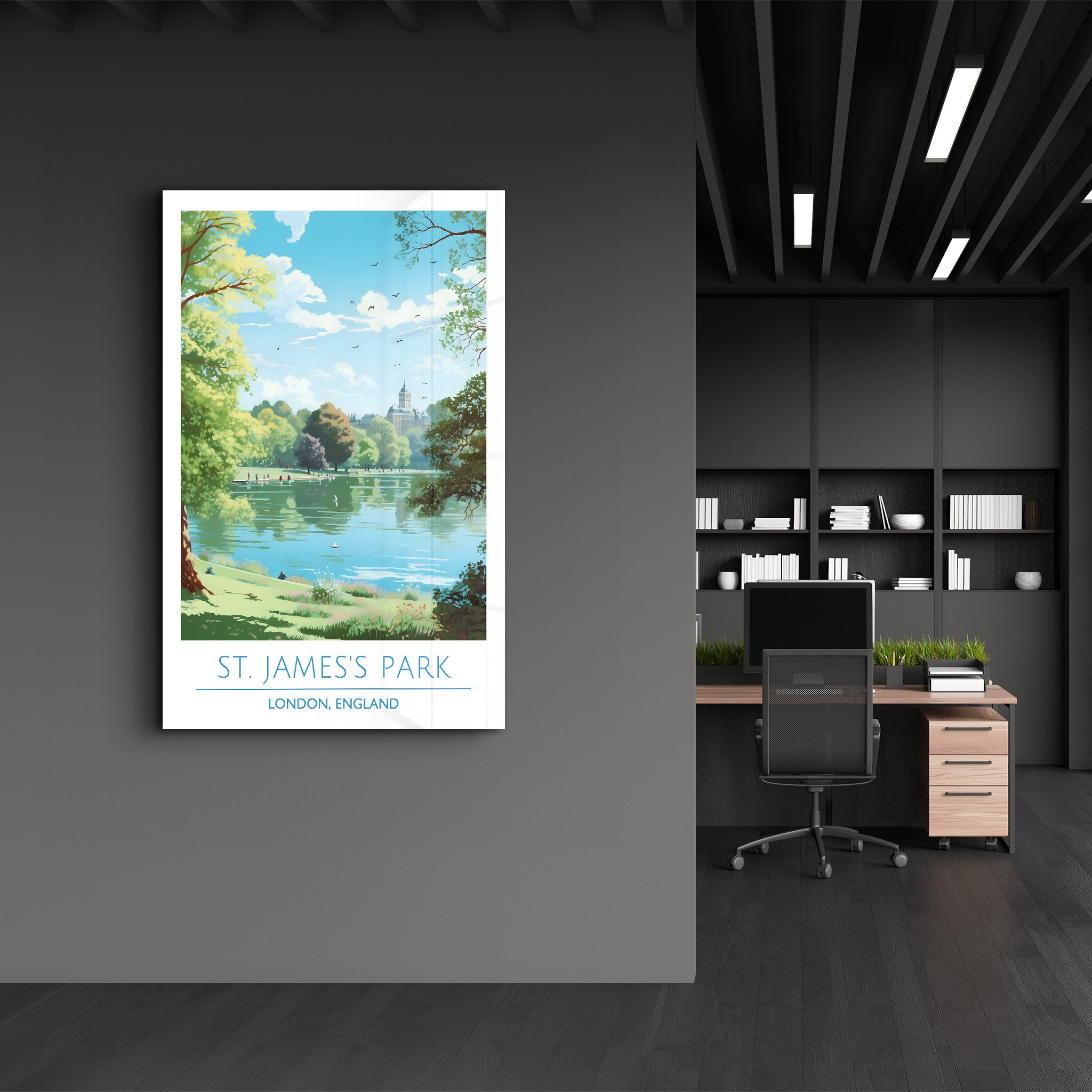 St. James Park- London England-Travel Posters | Glass Wall Art