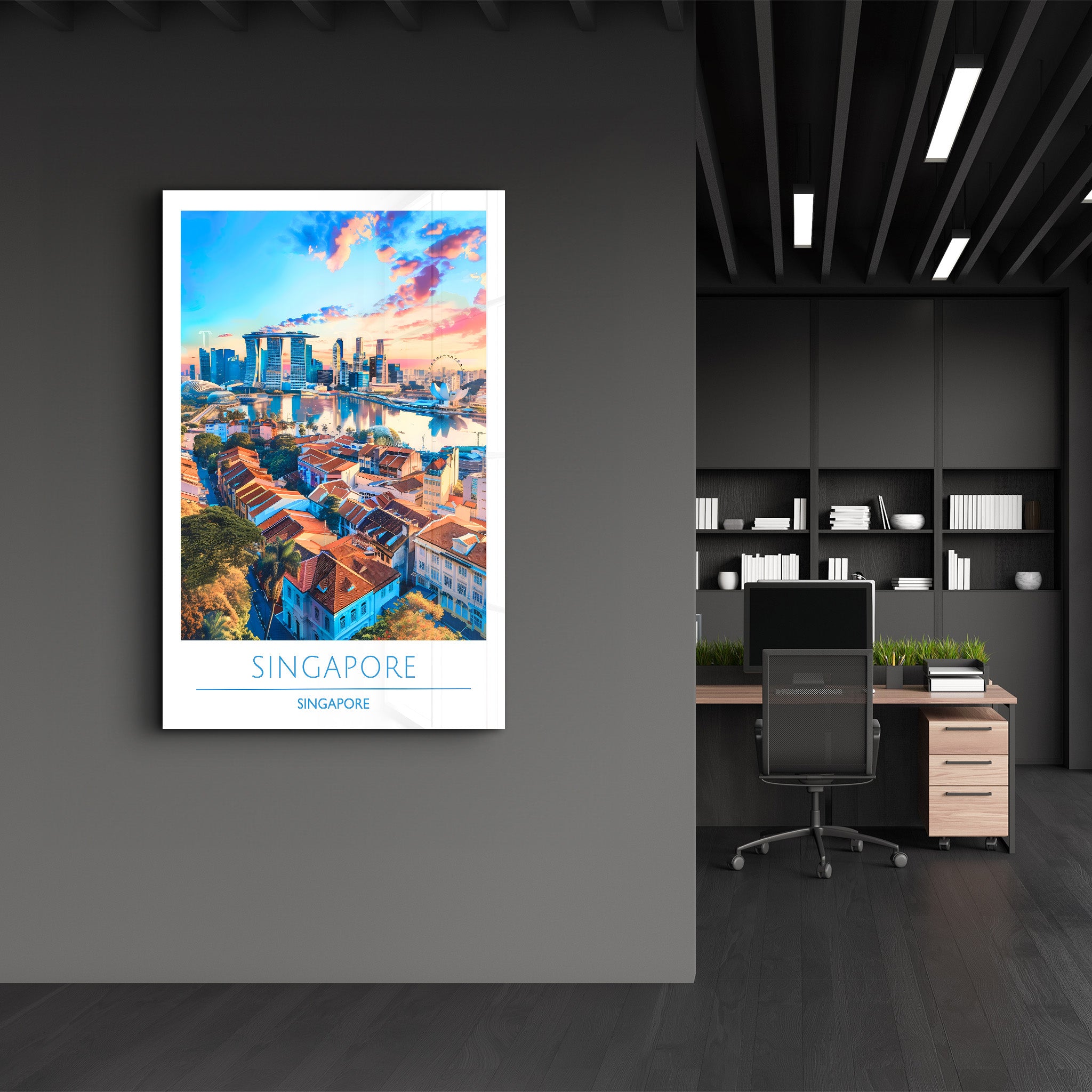 Singapur Singapur-Reiseposter | <tc>Glasbild</tc>