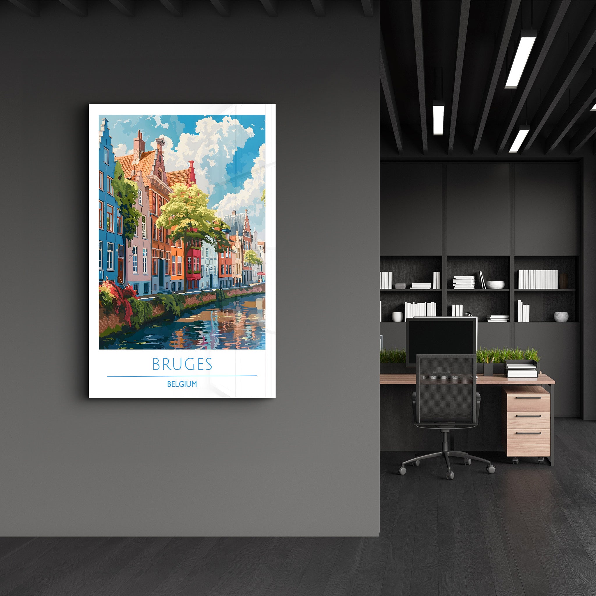 Bruges Belgique-Affiches de voyage | Art mural en verre