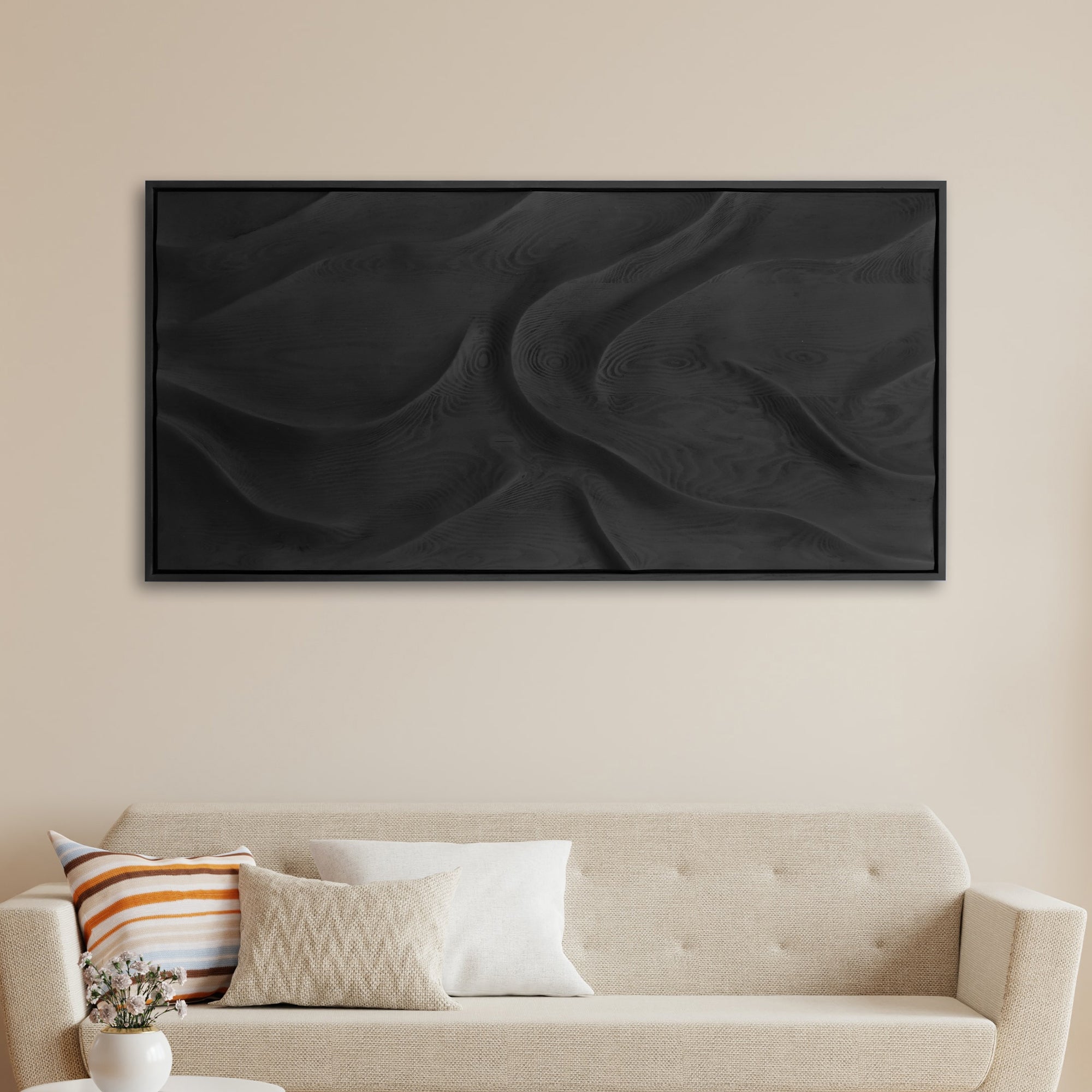 Schwarze Welle | Handgefertigte Premium-Wandskulptur aus Holz – limitierte Auflage