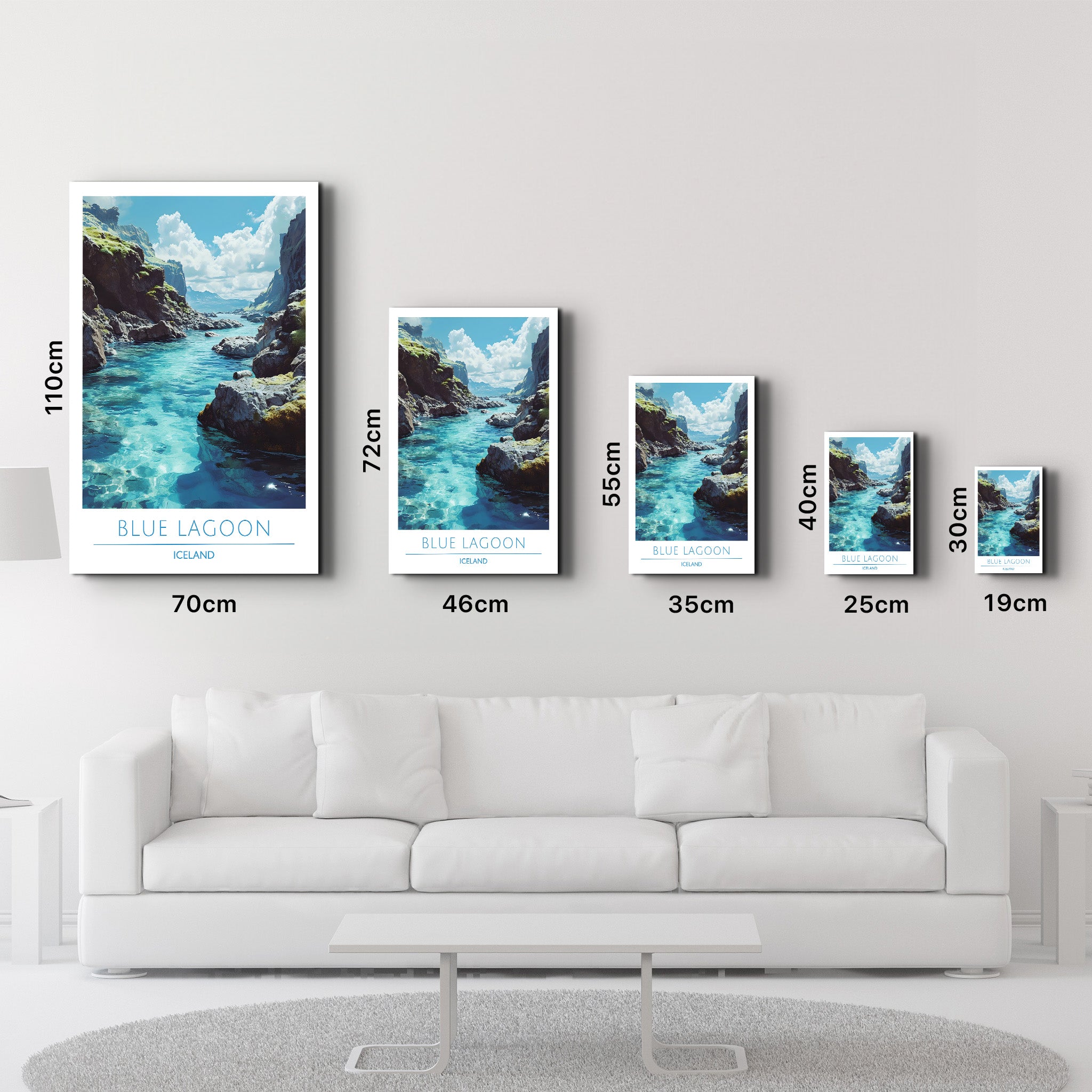 Blaue Lagune Island-Reiseposter | <tc>Glasbild</tc>