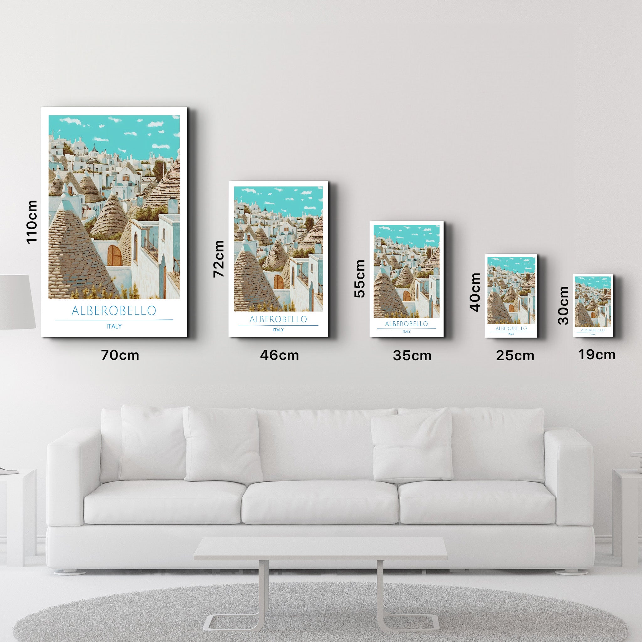 Alberobello Italien-Reiseposter | <tc>Glasbild</tc>