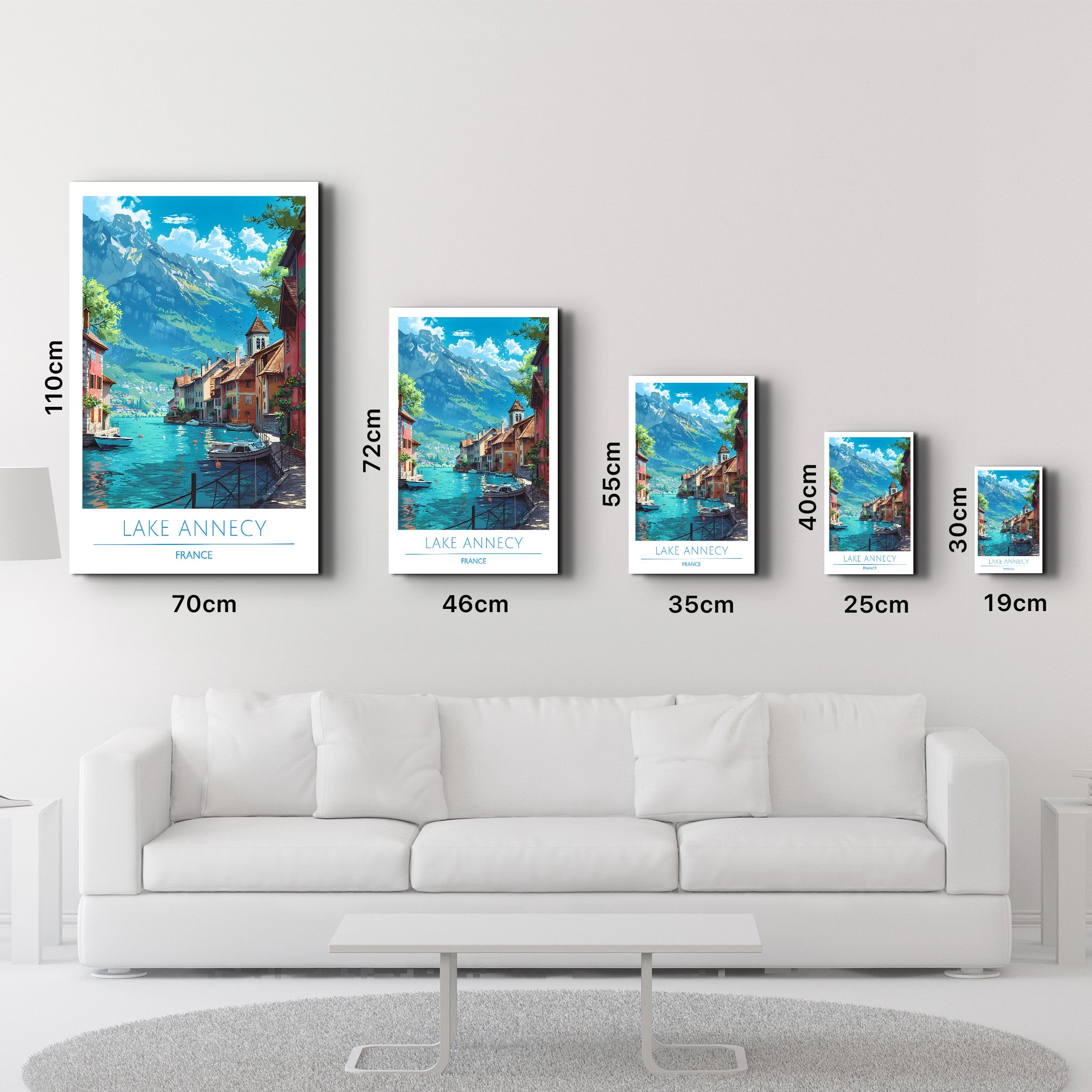 Lake Annecy Frankreich-Reiseposter | <tc>Glasbild</tc>