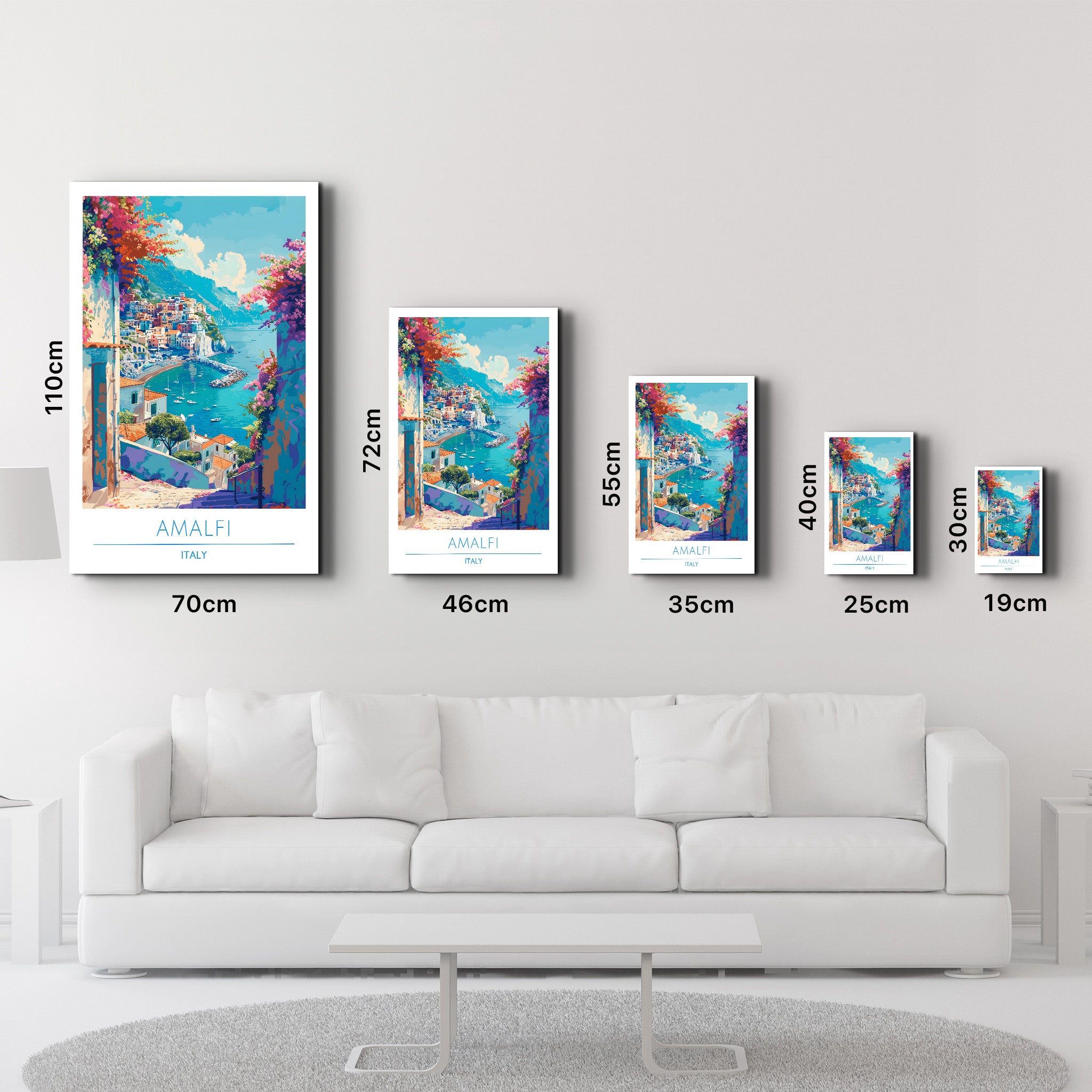 Amalfi Italie-Affiches de voyage | Art mural en verre