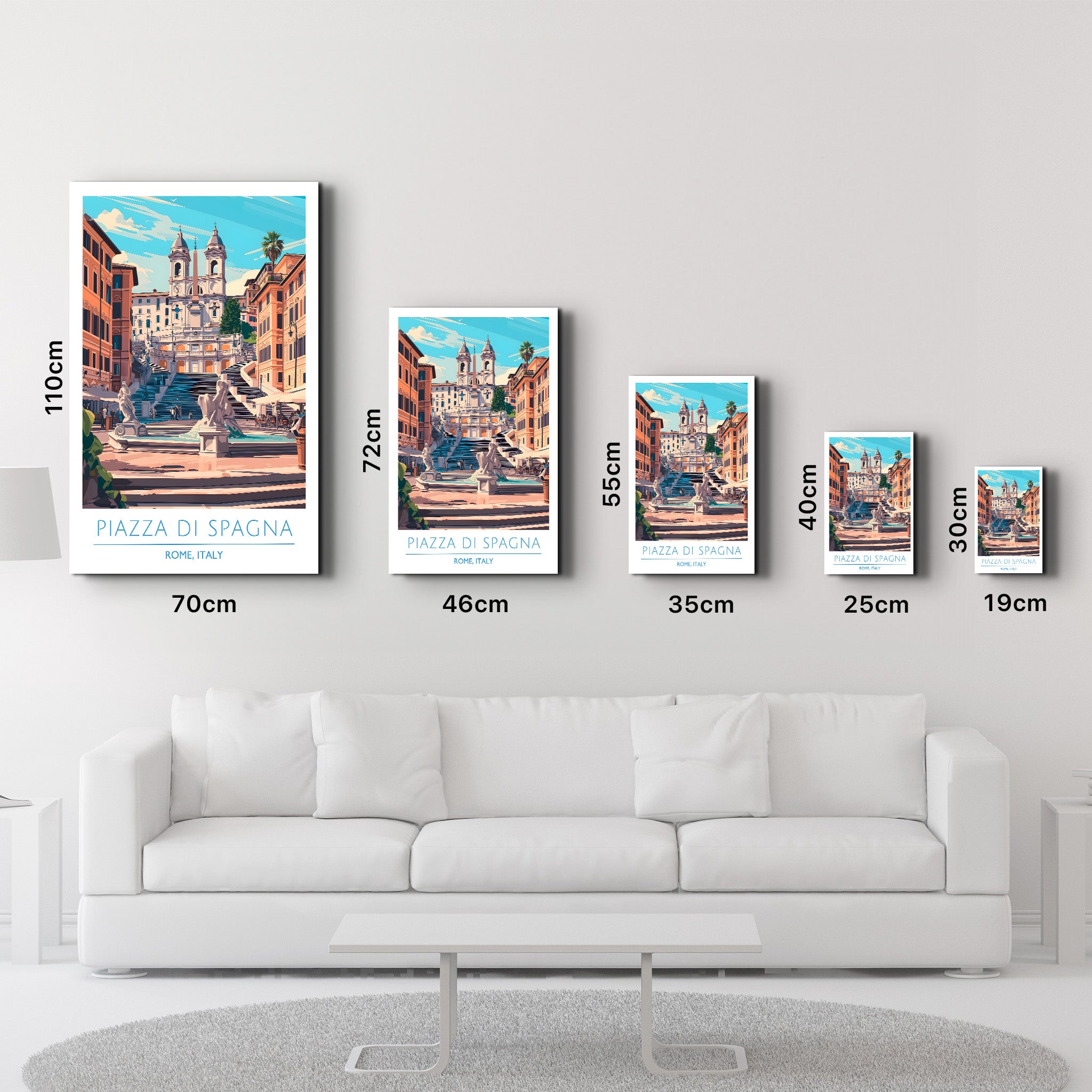 Piazza Di Spagna-Rom Italien-Reiseposter | <tc>Glasbild</tc>