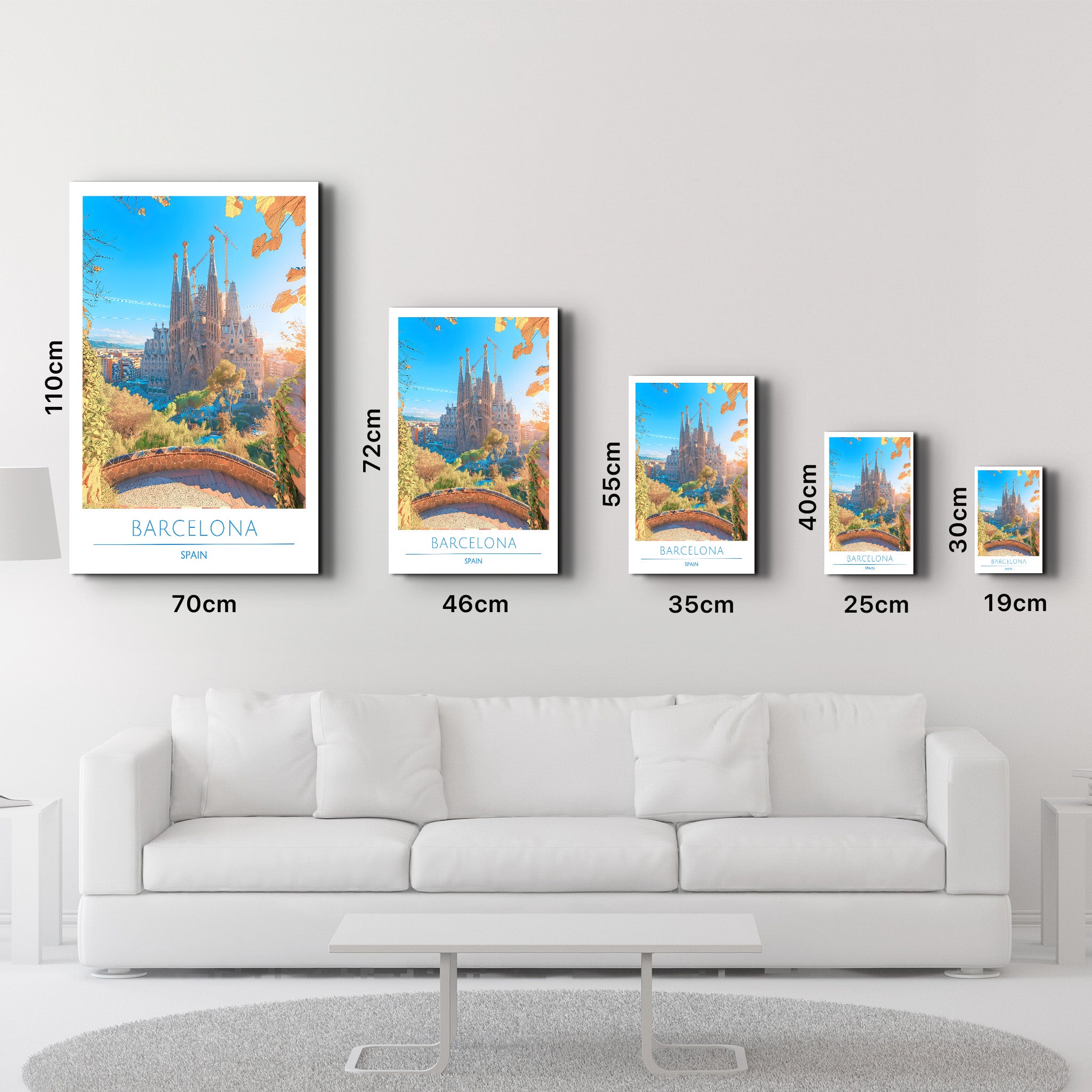 Barcelona Spanien-Reiseposter | <tc>Glasbild</tc>