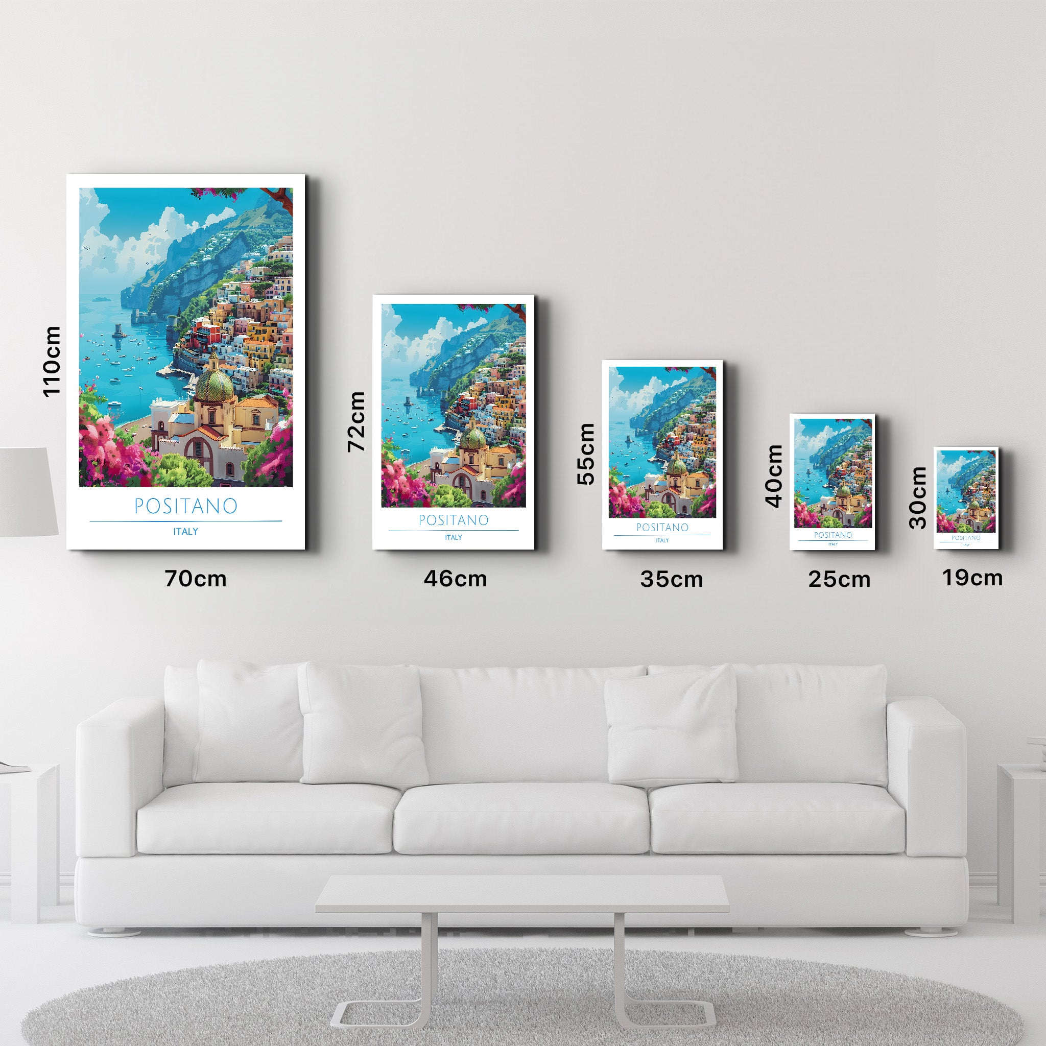 Positano Italie-Affiches de voyage | Art mural en verre