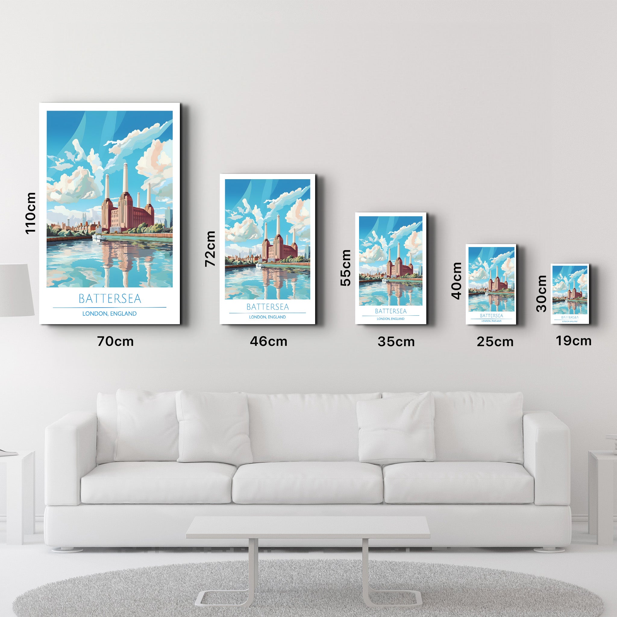 Battersea-London England-Reiseposter | <tc>Glasbild</tc>