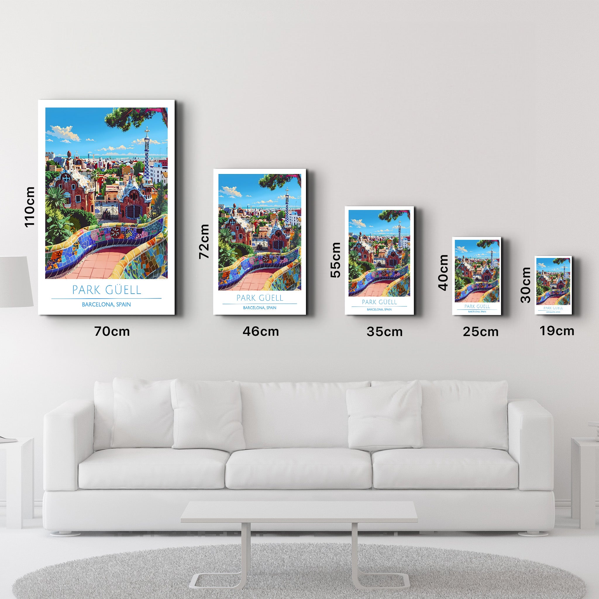 Park Güell-Barcelona Spanien-Reiseposter | <tc>Glasbild</tc>