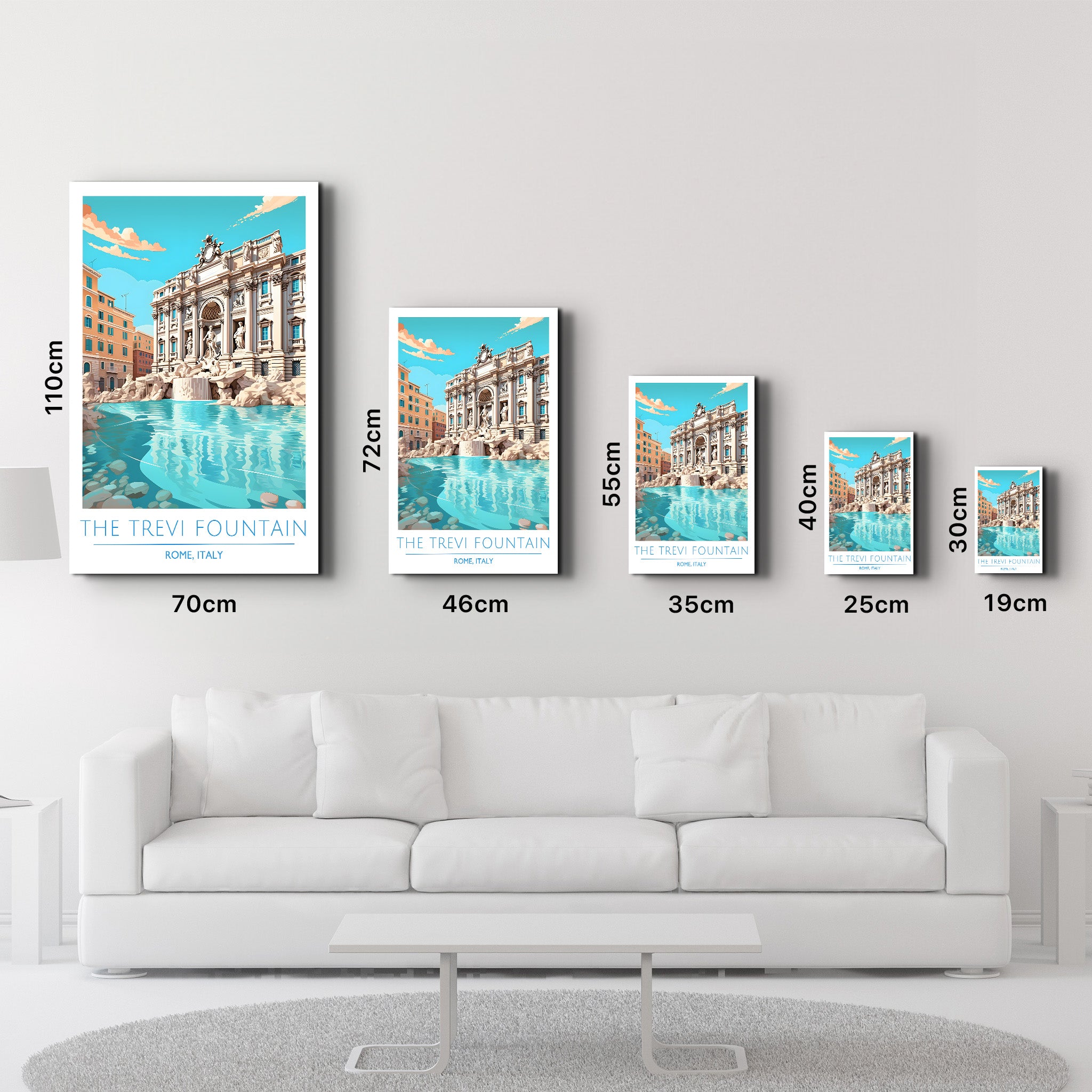 The Trevi Fountain-Rome Italy-Travel Posters | Glass Wall Art