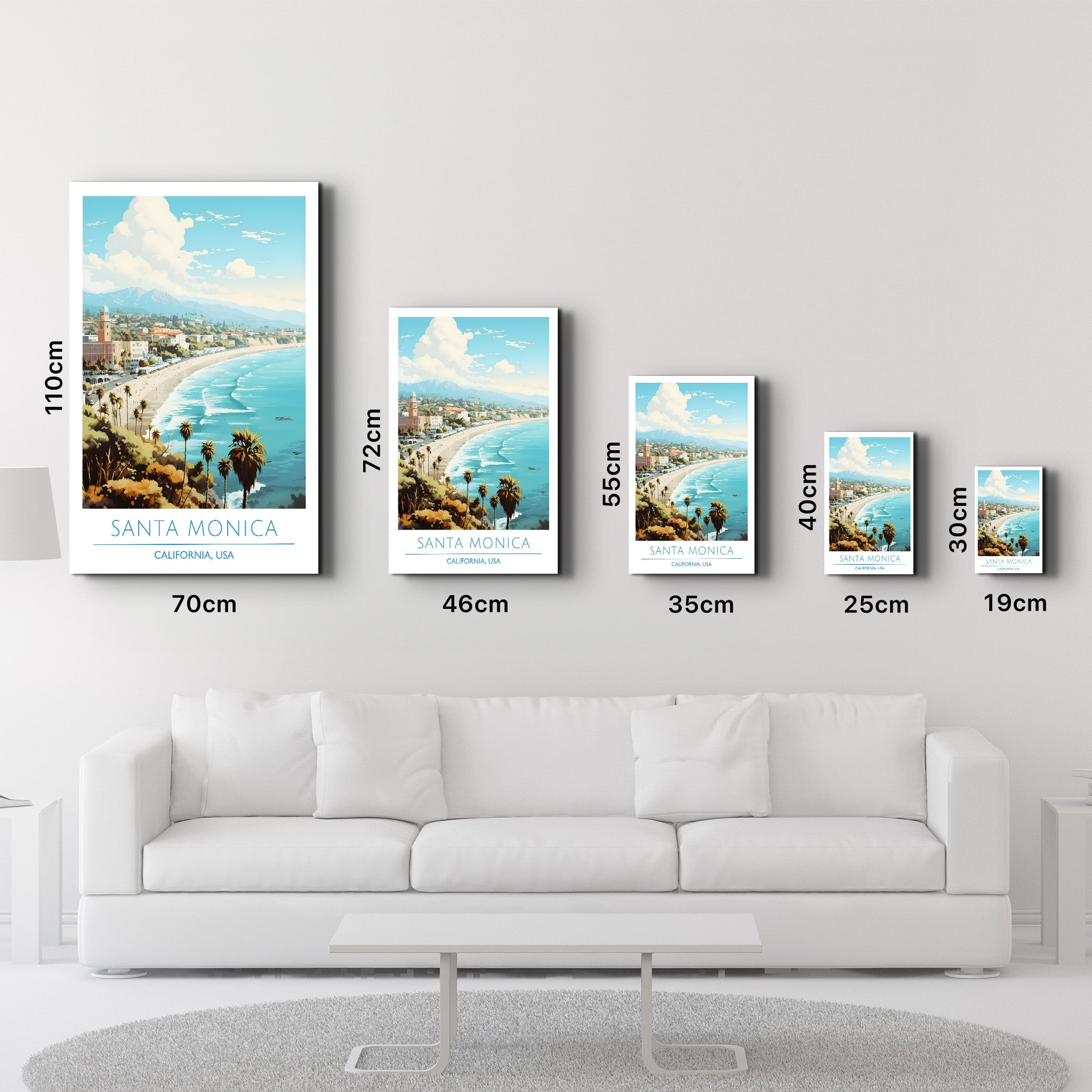 Santa Monica-California USA-Travel Posters | Glass Wall Art