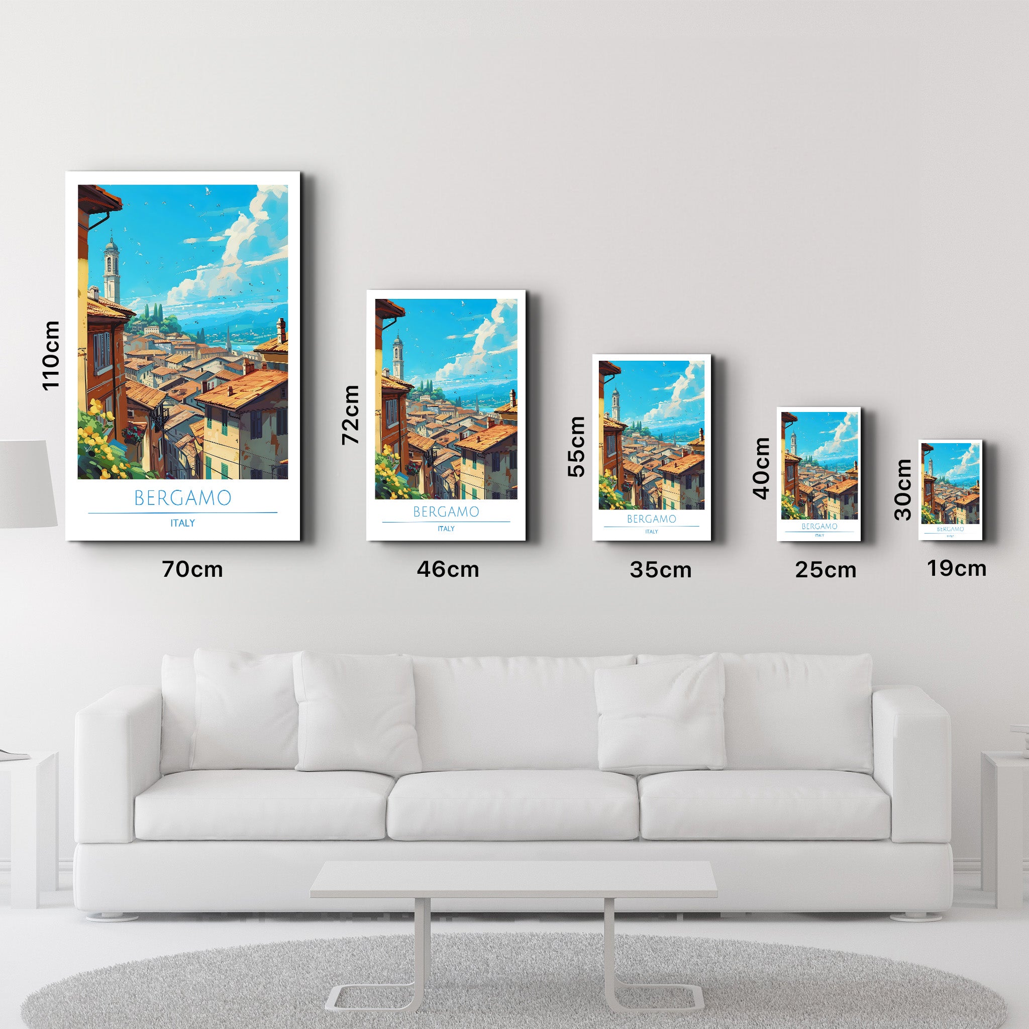 Bergamo Italien-Reiseposter | <tc>Glasbild</tc>