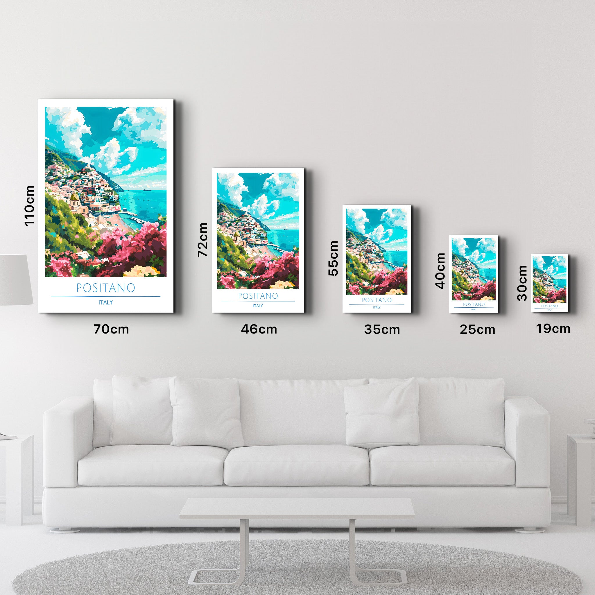 Positano Italien-Reiseposter | <tc>Glasbild</tc>