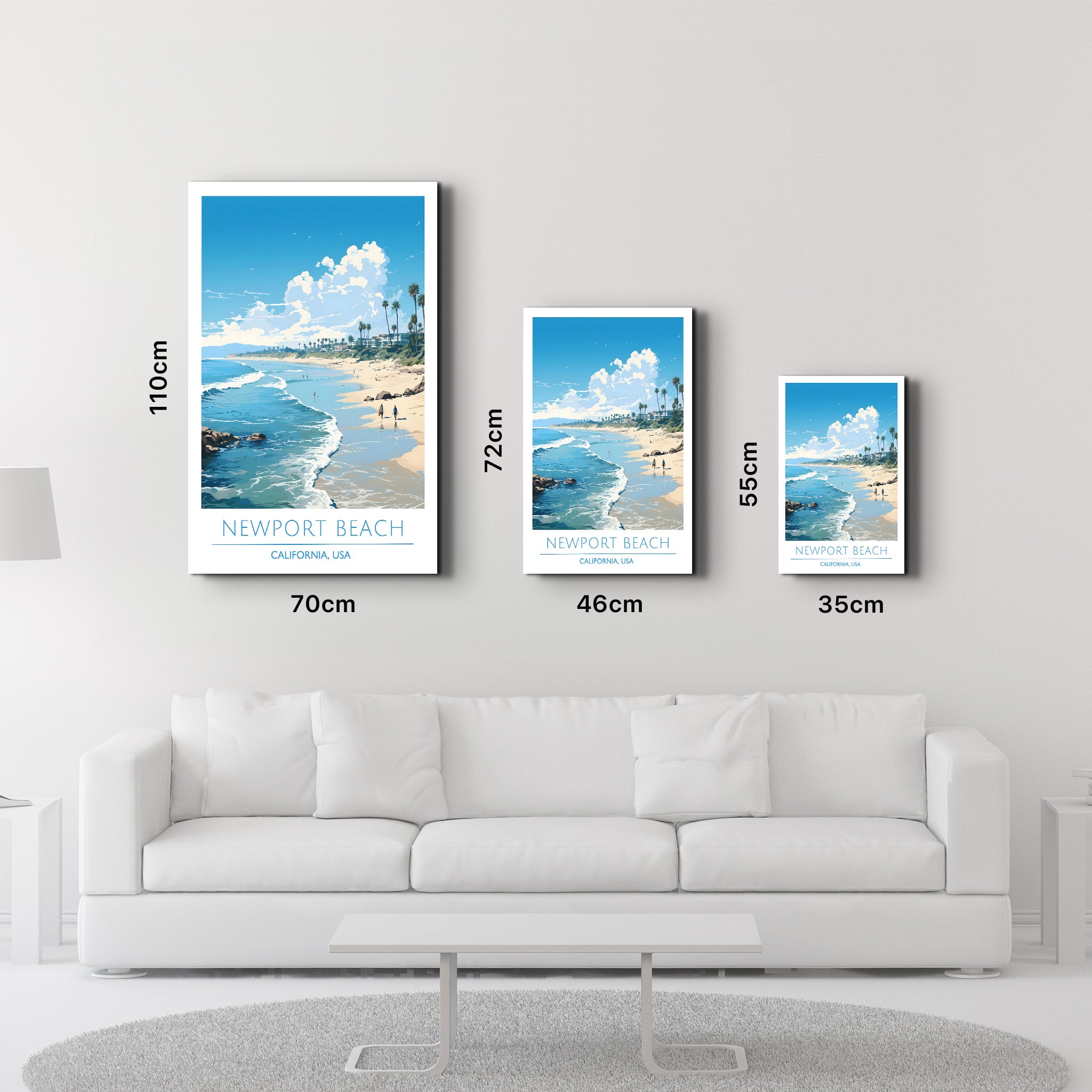 Newport Beach Kalifornien-Reiseposter | <tc>Glasbild</tc>