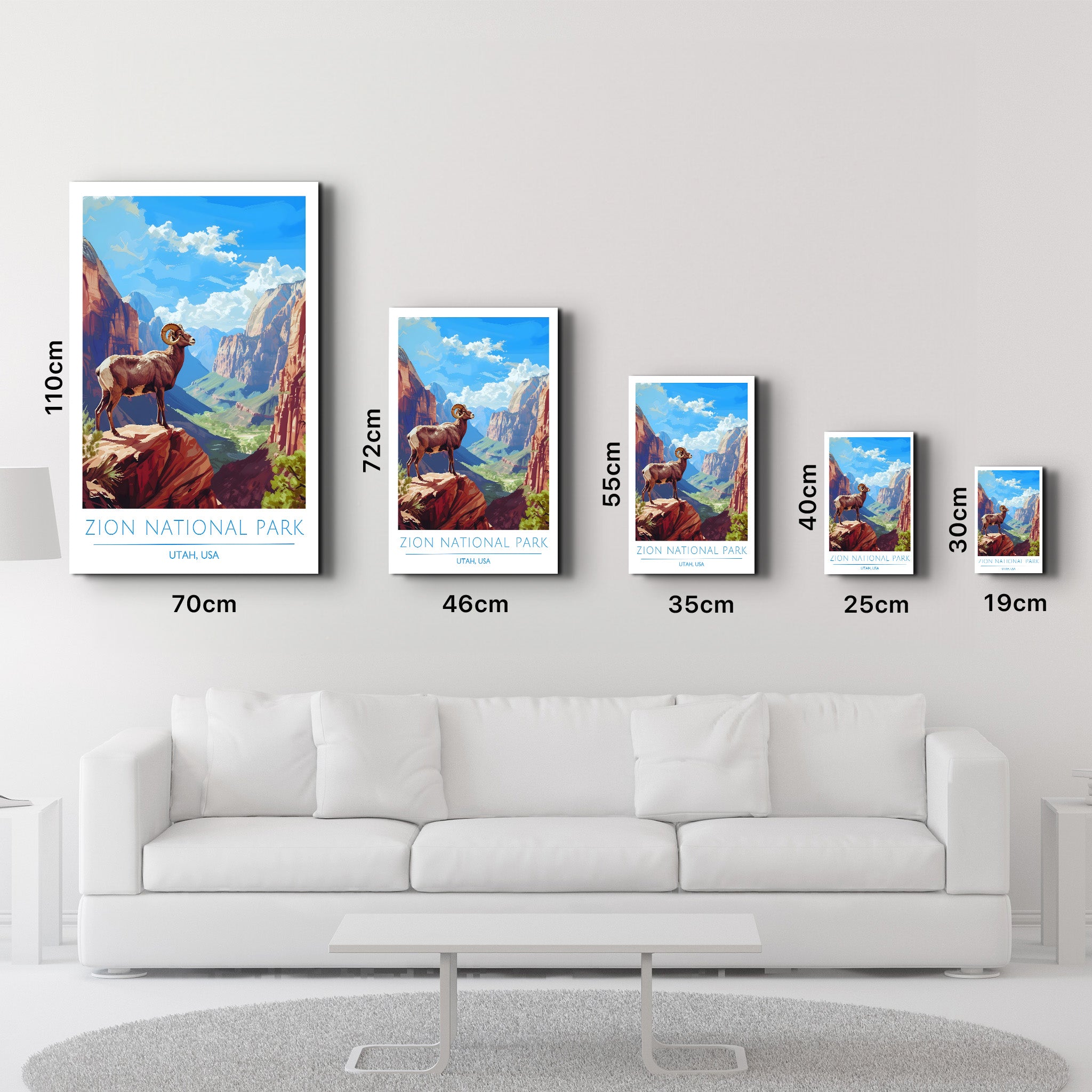 Zion Nationalpark-Utah USA-Reiseposter | <tc>Glasbild</tc>