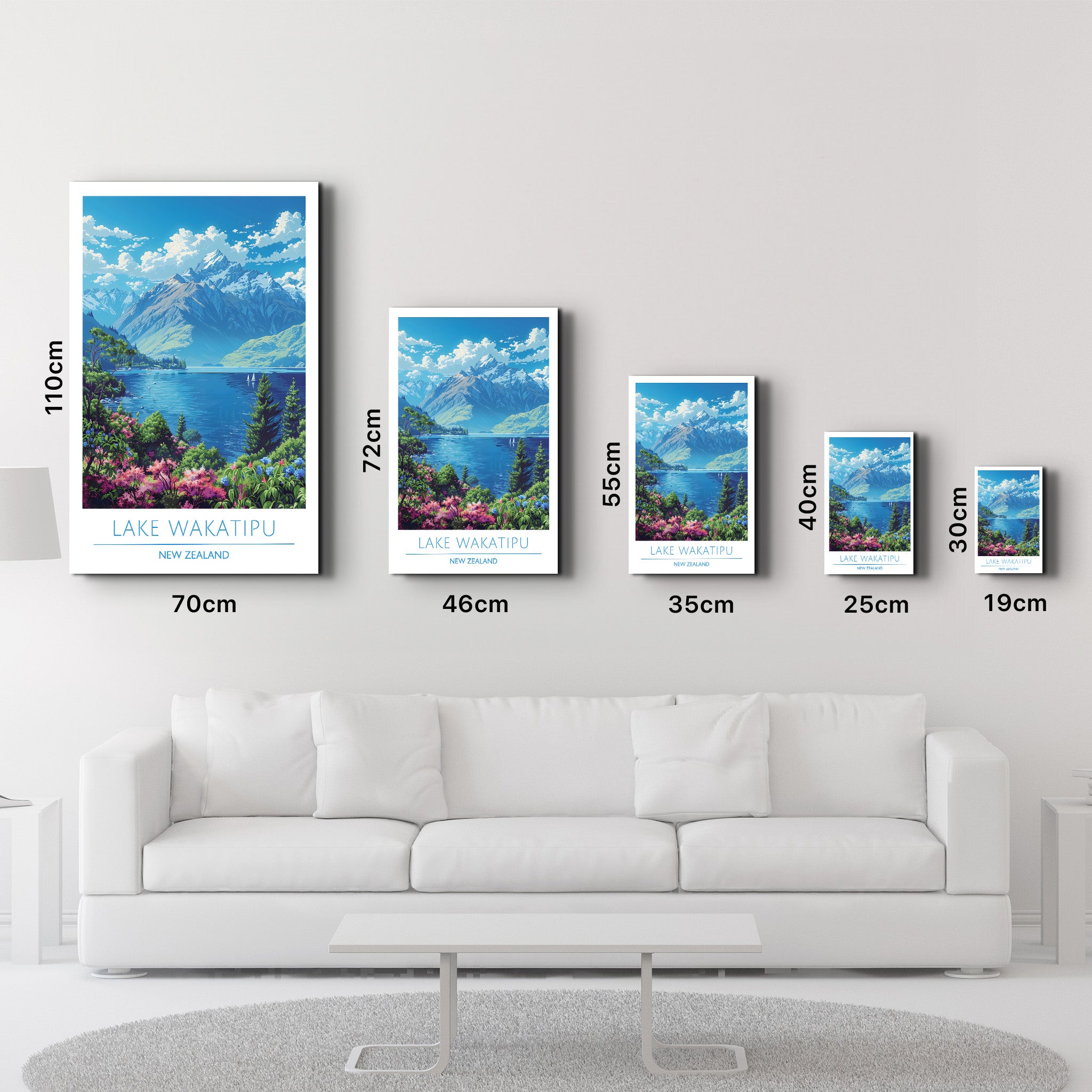 Lake Wakatipu Neuseeland-Reiseposter | <tc>Glasbild</tc>