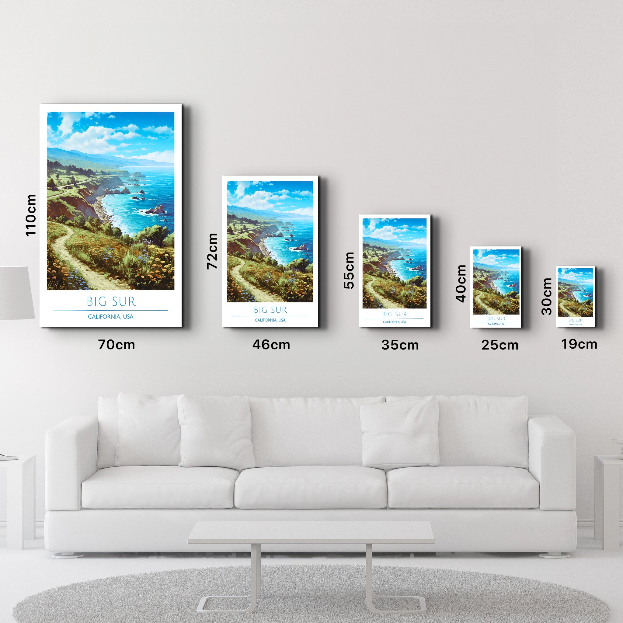 Big Sur-Kalifornien USA-Reiseposter | <tc>Glasbild</tc>